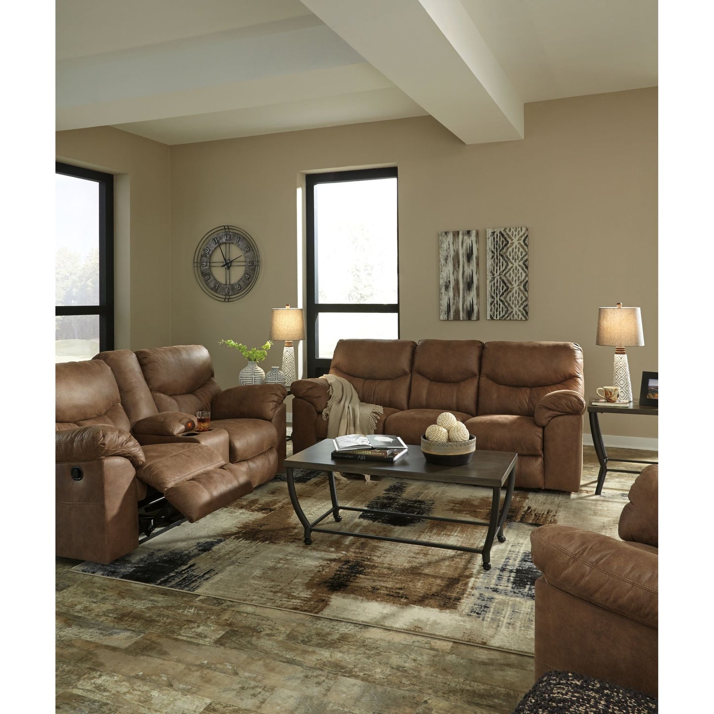 Boxberg Reclining Loveseat with Console - Bark