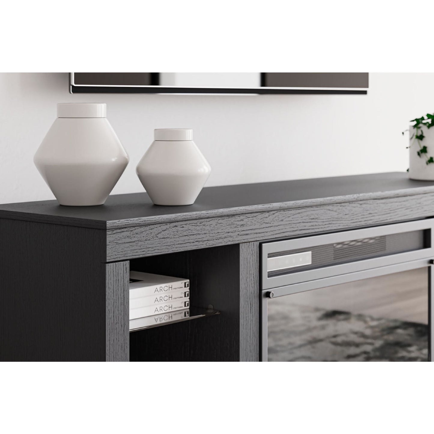 Cayberry TV Stand with Fireplace - Black
