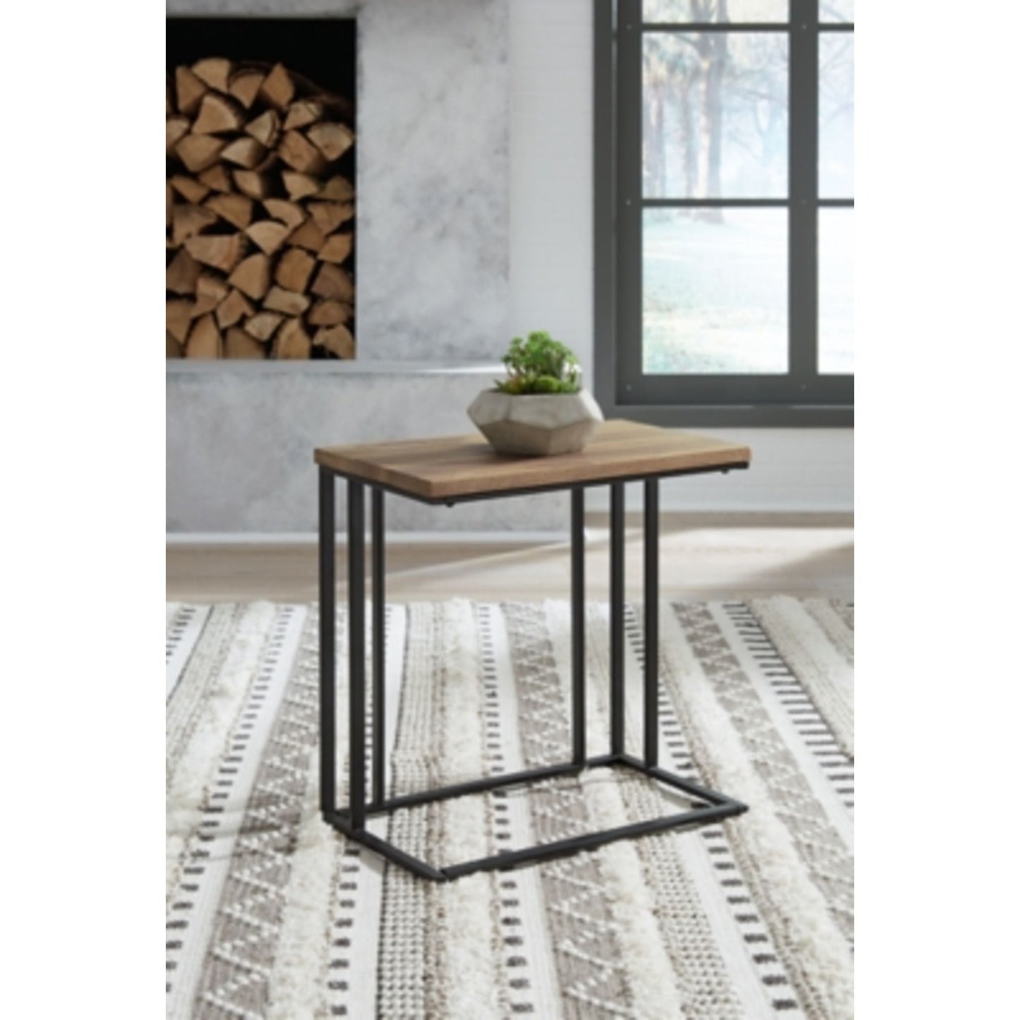 Bellwick Chair Side End Table - Natural/Black
