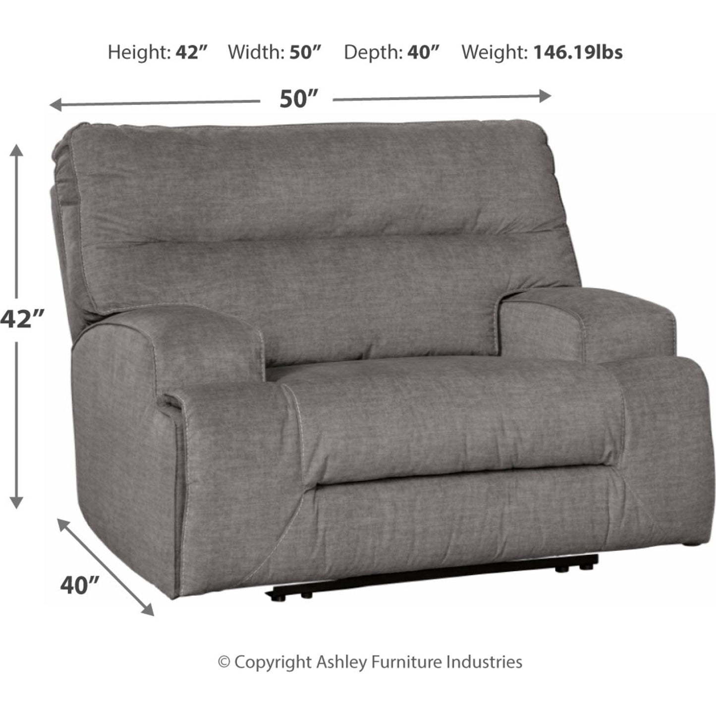 Coombs Wide Seat Power Recliner - Charcoal