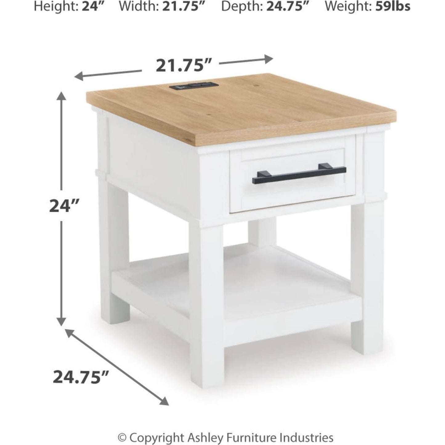 Ashbryn End Table - White/Natural
