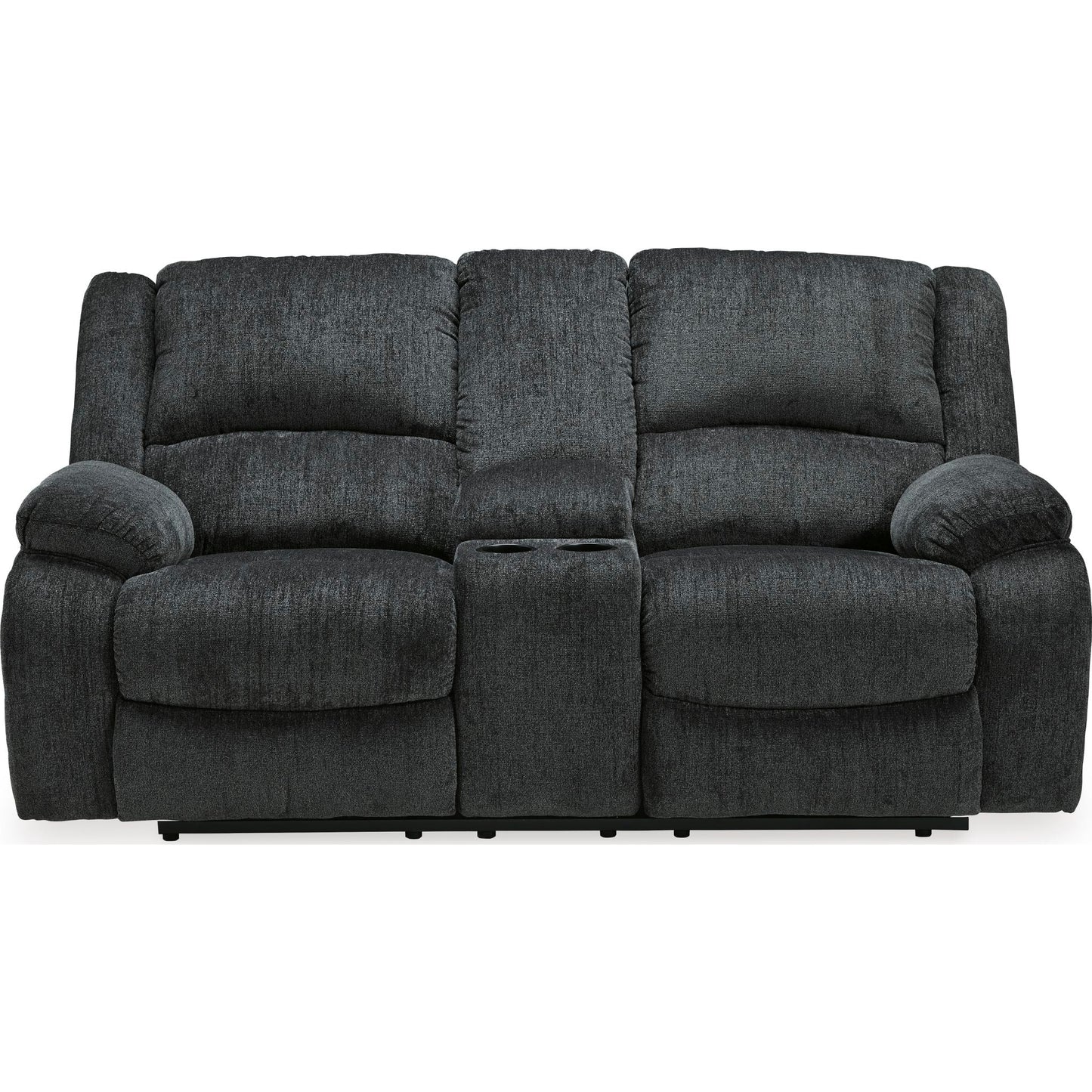 Draycoll Power Reclining Loveseat with Console - Slate