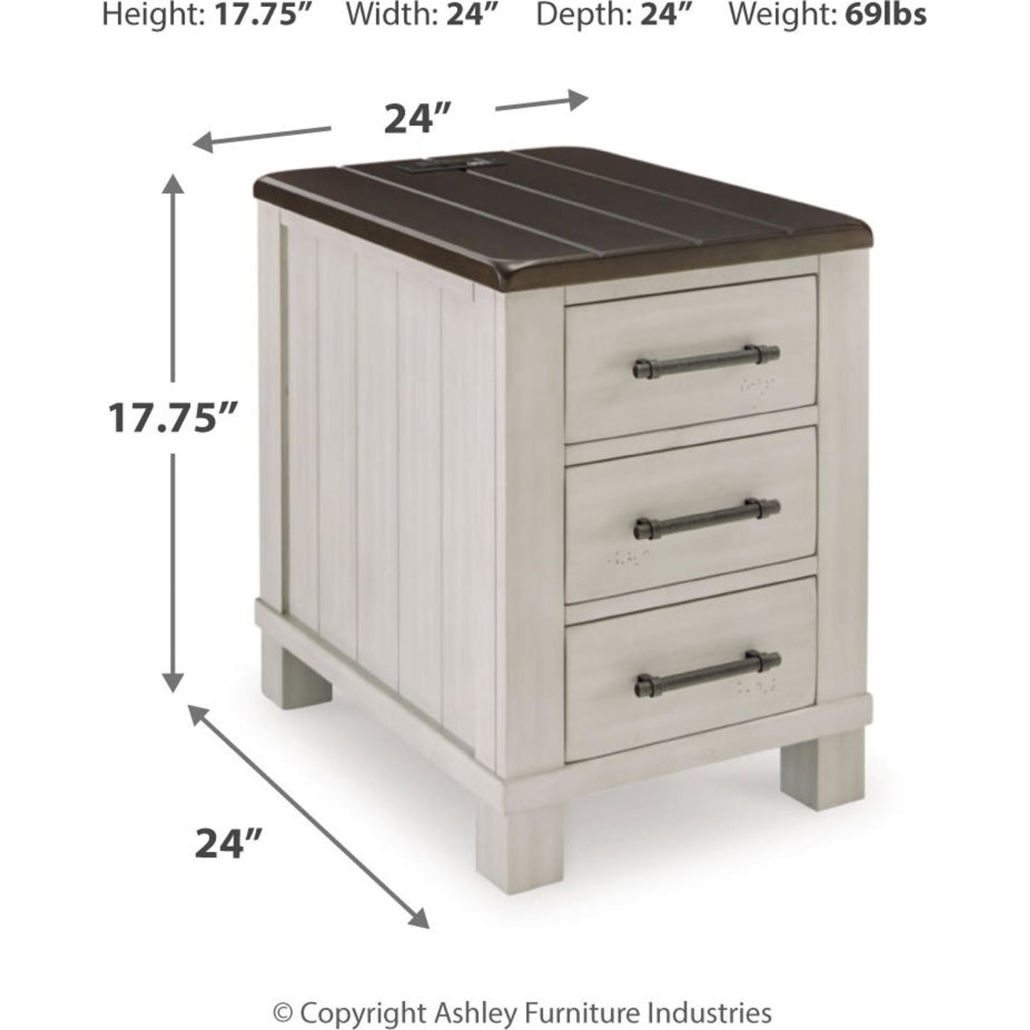 Darborn Chair Side End Table - Gray/Brown