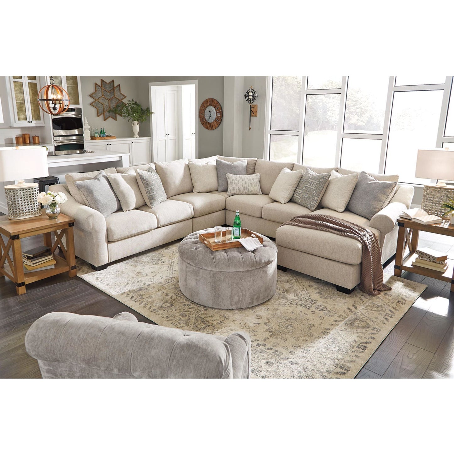 Carnaby Oversized Accent Ottoman - Linen