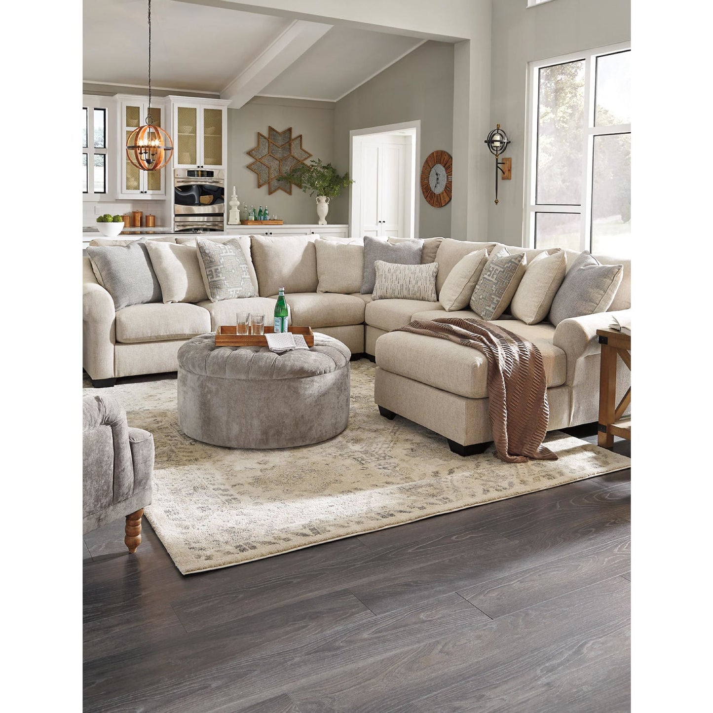 Carnaby Oversized Accent Ottoman - Linen