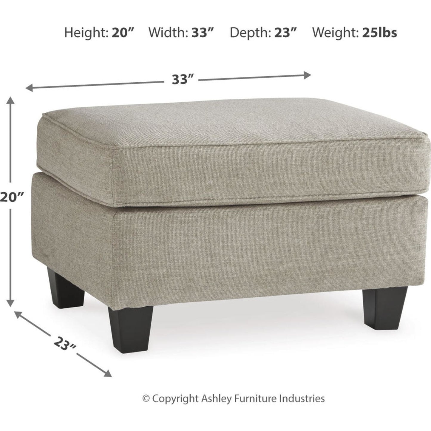 Abney Ottoman - Driftwood