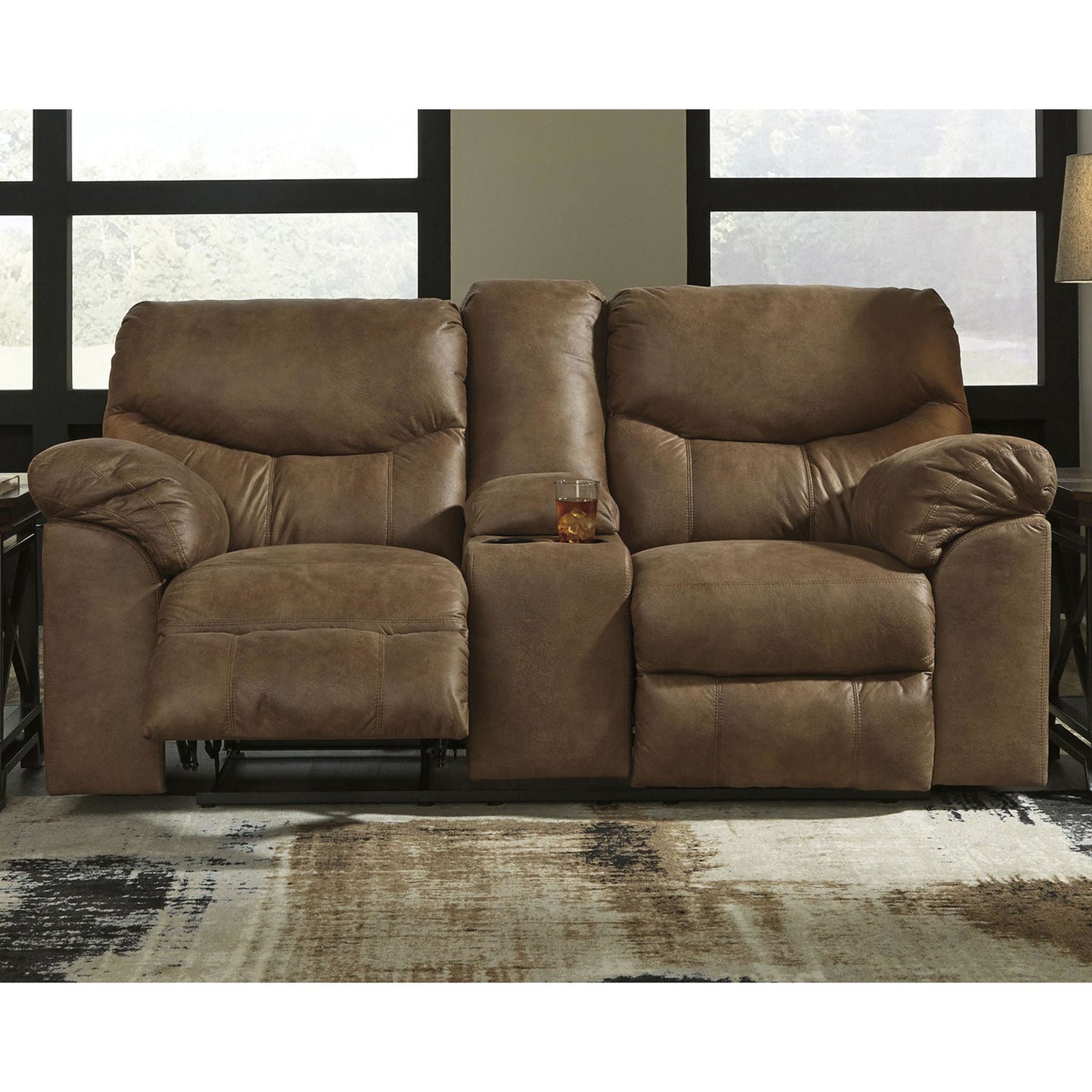 Boxberg Reclining Loveseat with Console - Bark