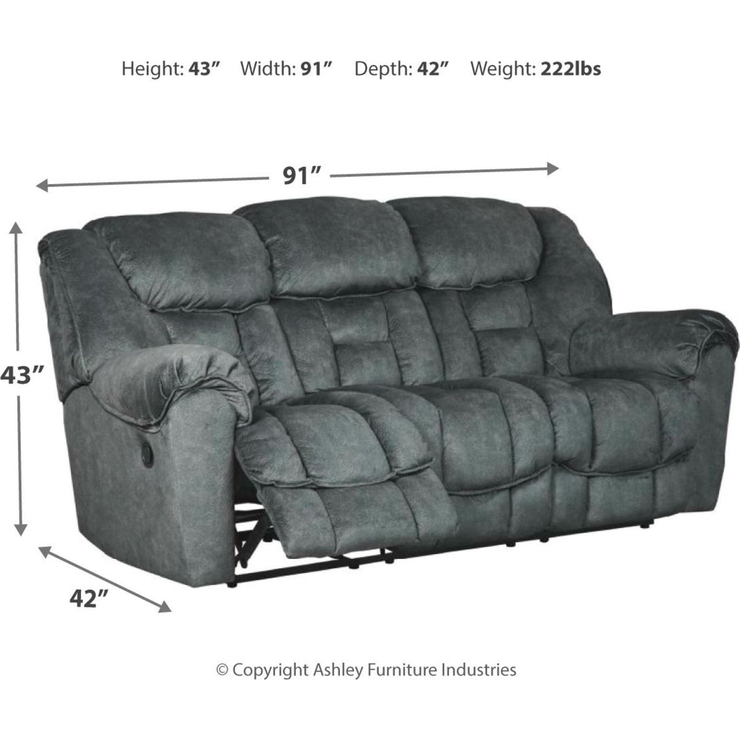 Capehorn Reclining Sofa - Granite