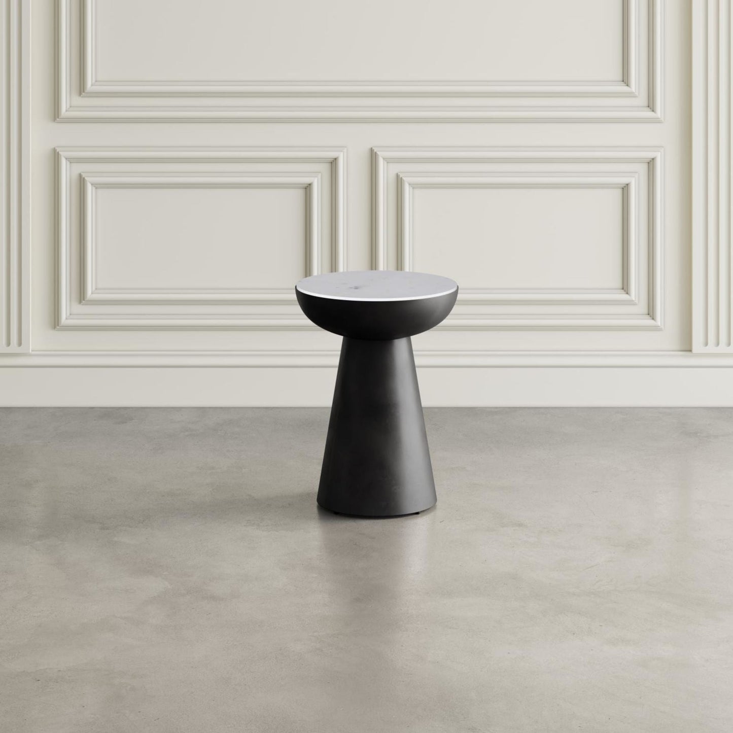 Circularity End Table - White and Gunmetal