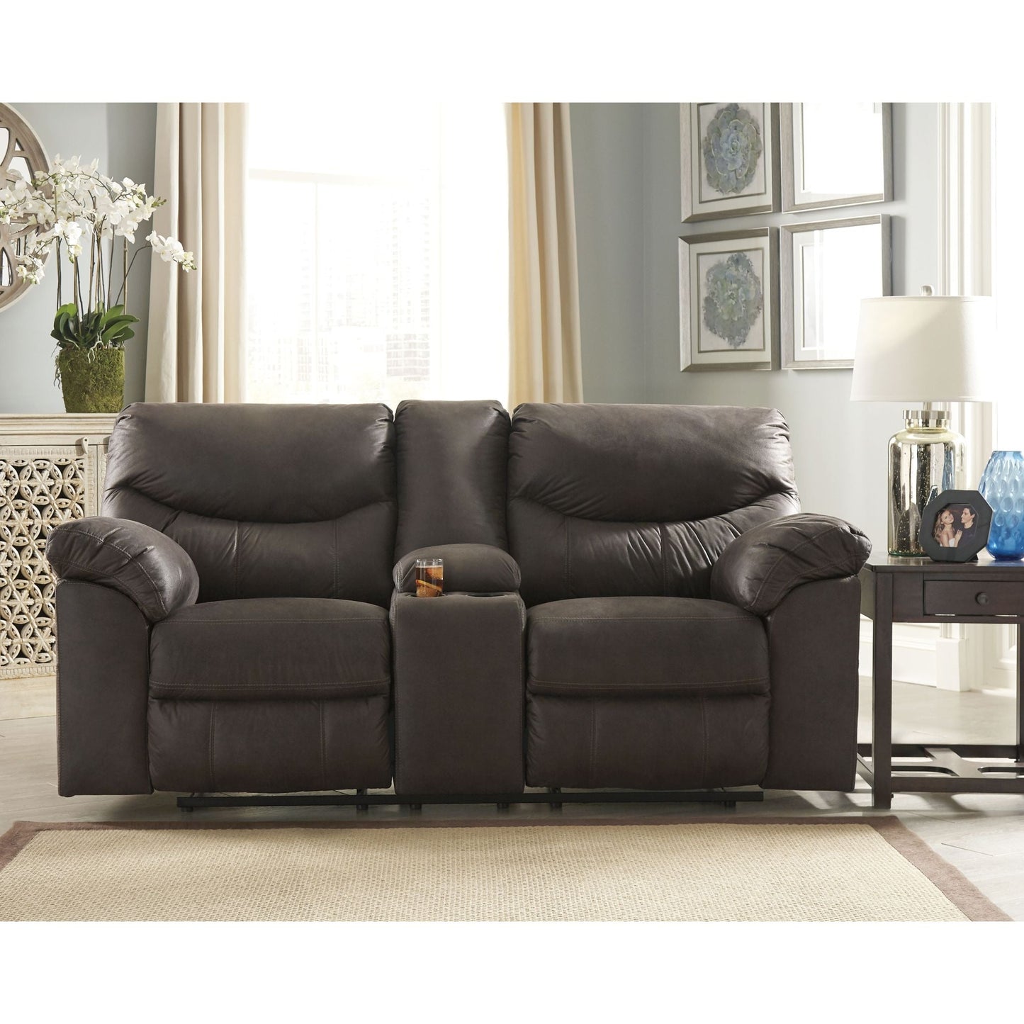 Boxberg Reclining Loveseat with Console - Teak