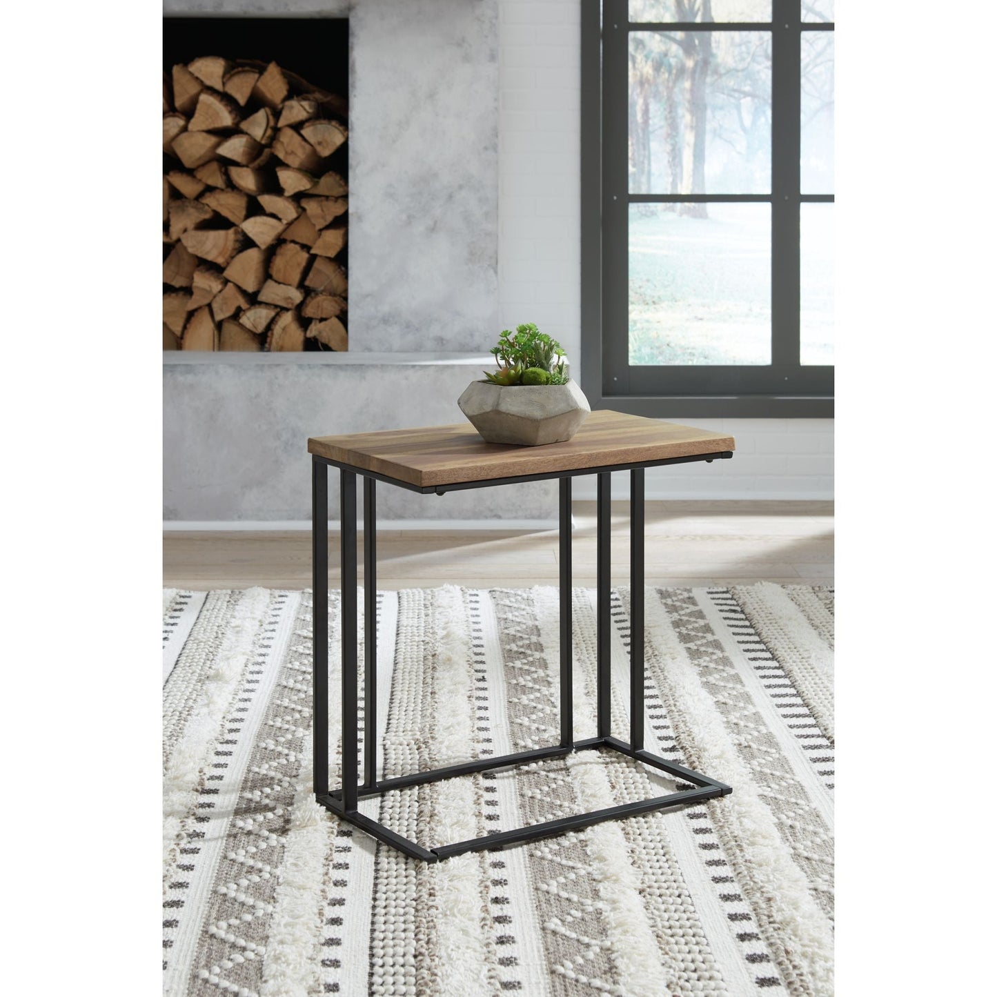 Bellwick Chair Side End Table - Natural/Black