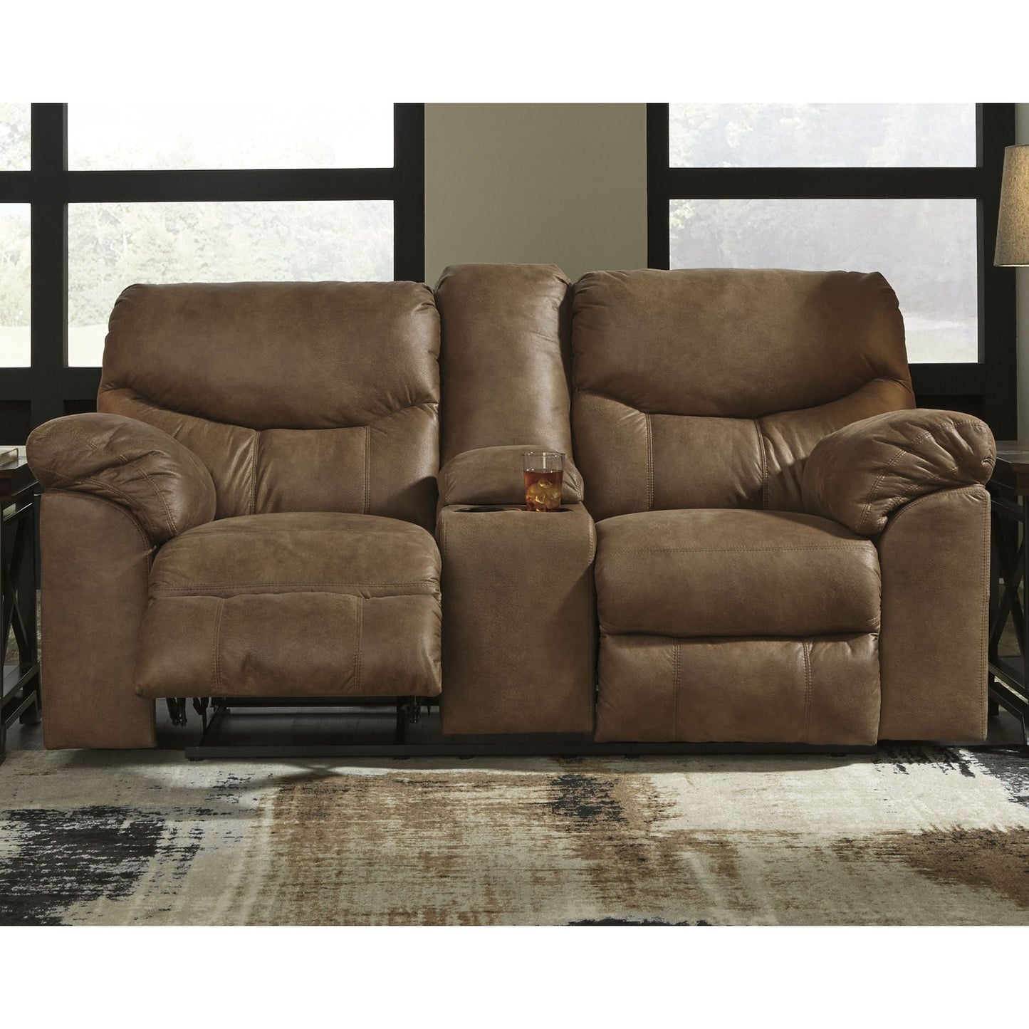 Boxberg Reclining Loveseat with Console - Bark