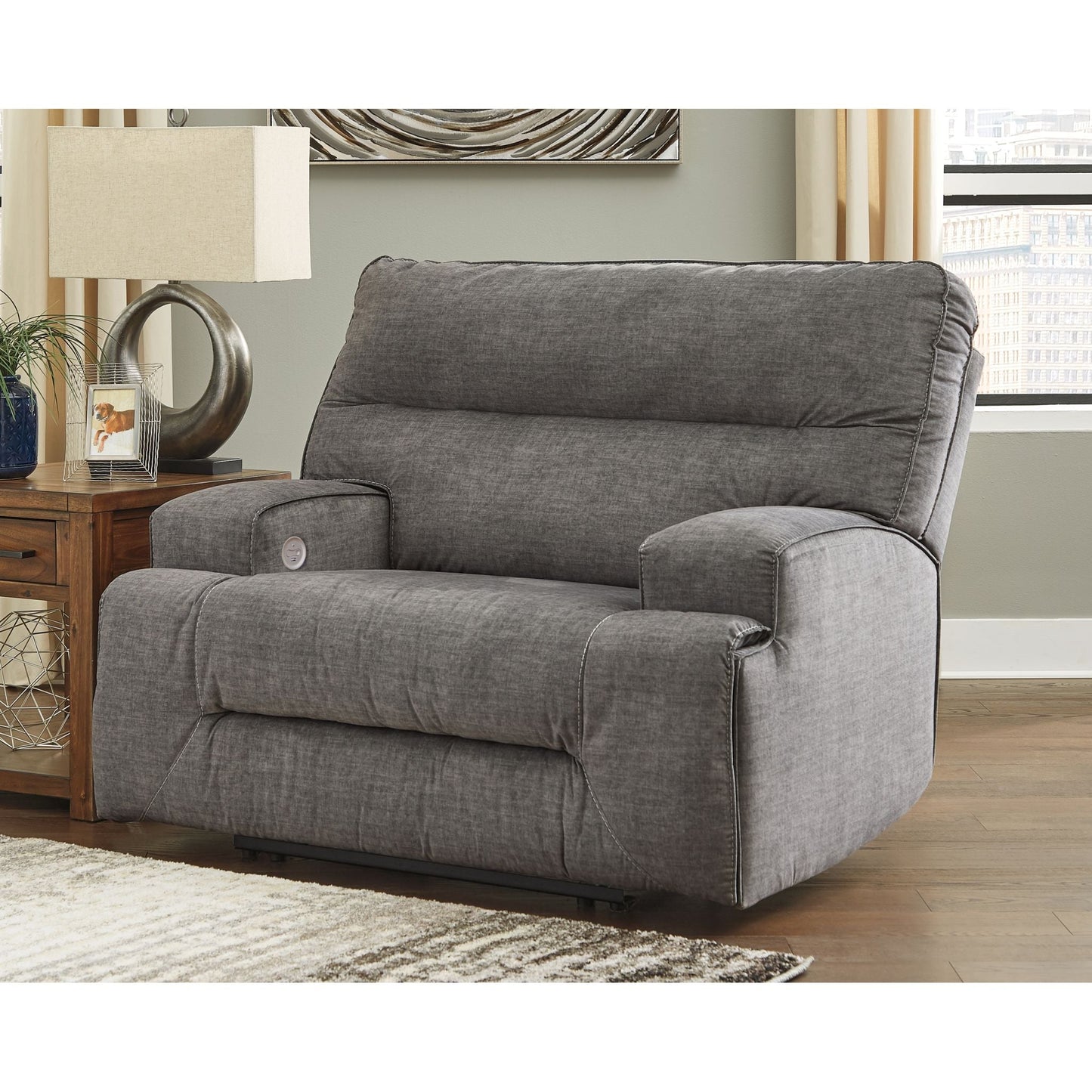 Coombs Wide Seat Power Recliner - Charcoal