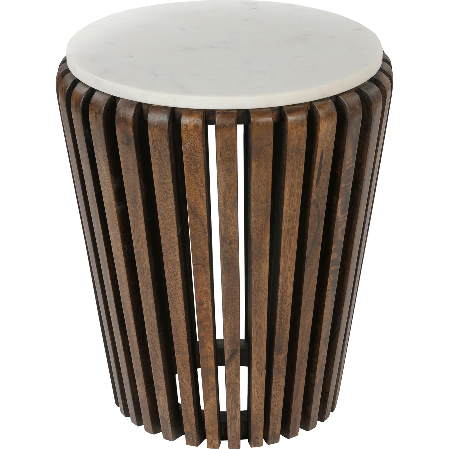 Alisha End Table - White Marble/Brown