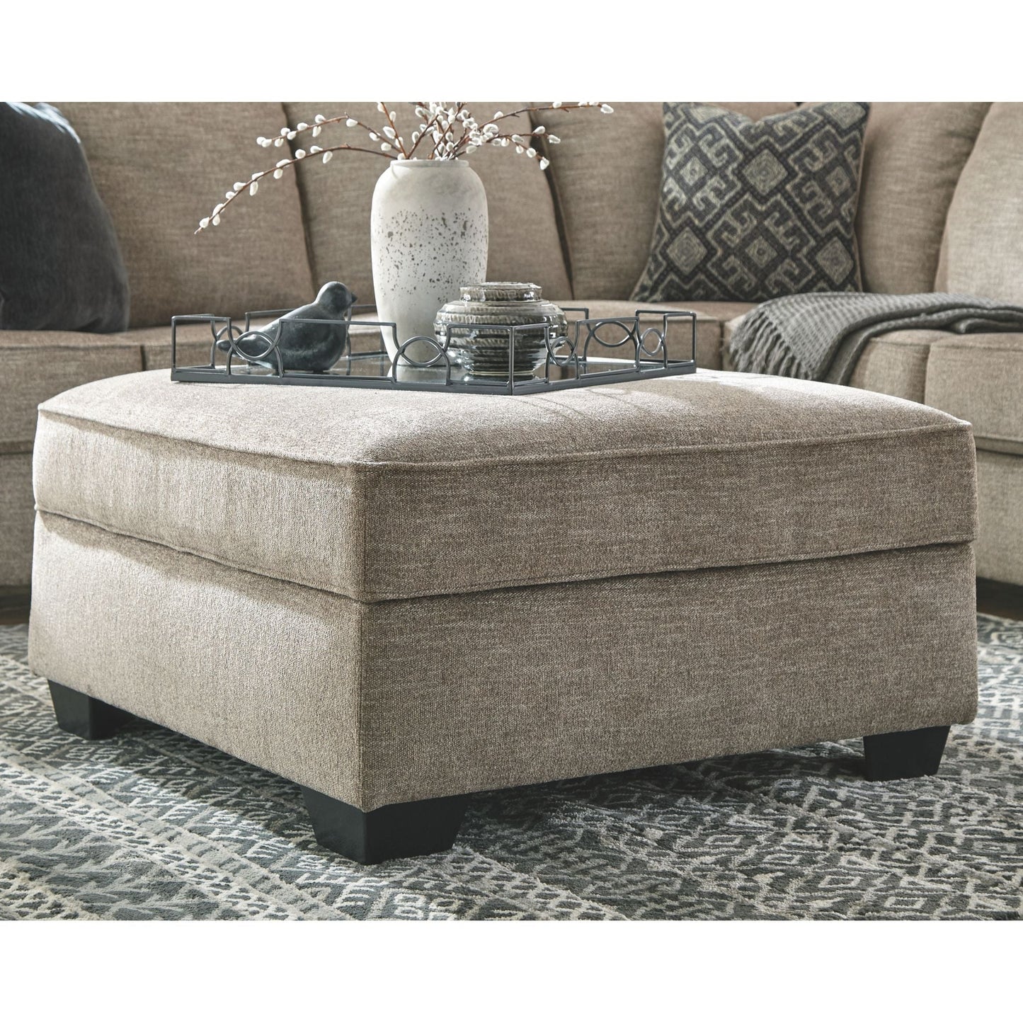Bovarian Storage Ottoman - Stone