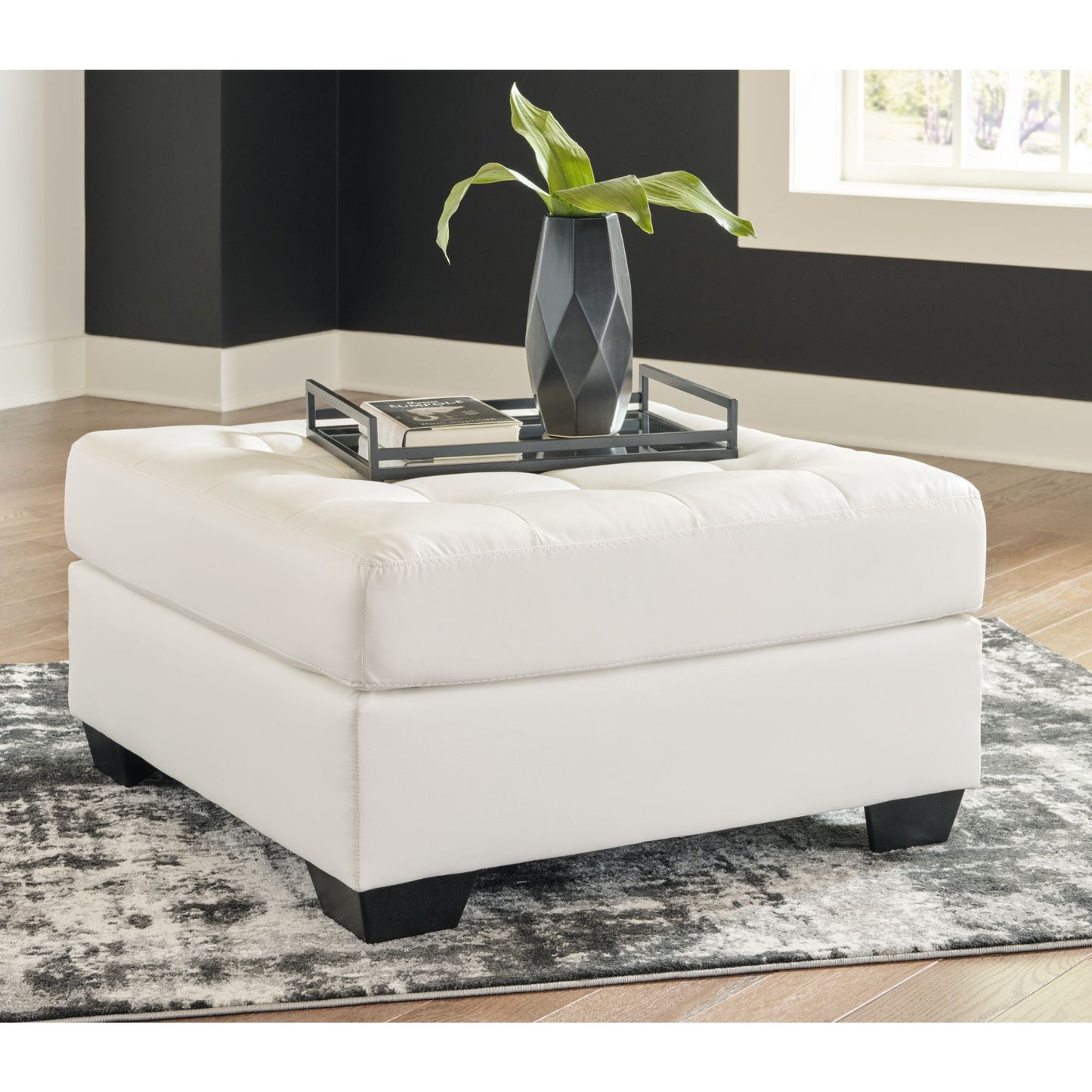Donlen Oversized Accent Ottoman - White