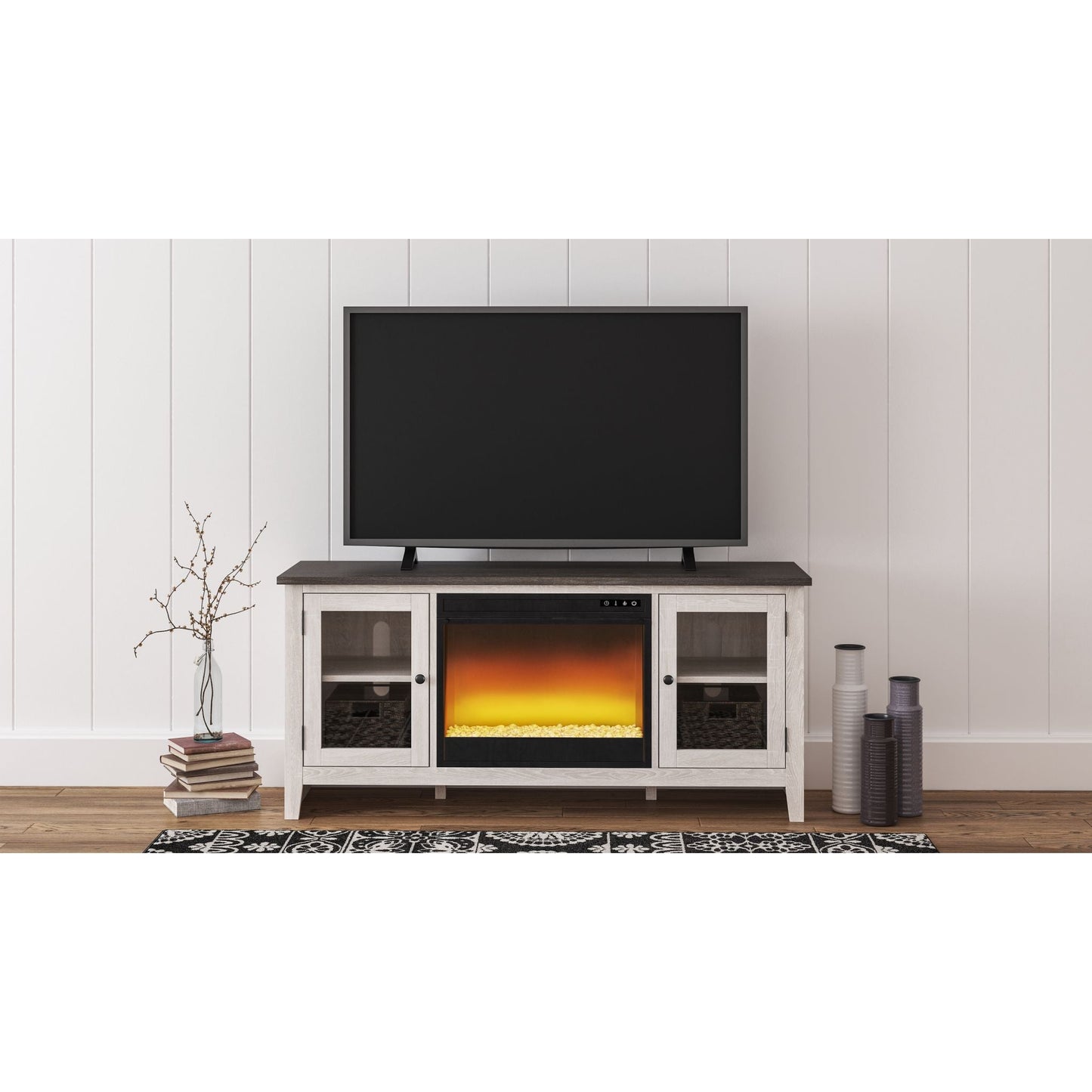 Dorrinson Credenza With Fireplace - Two-tone