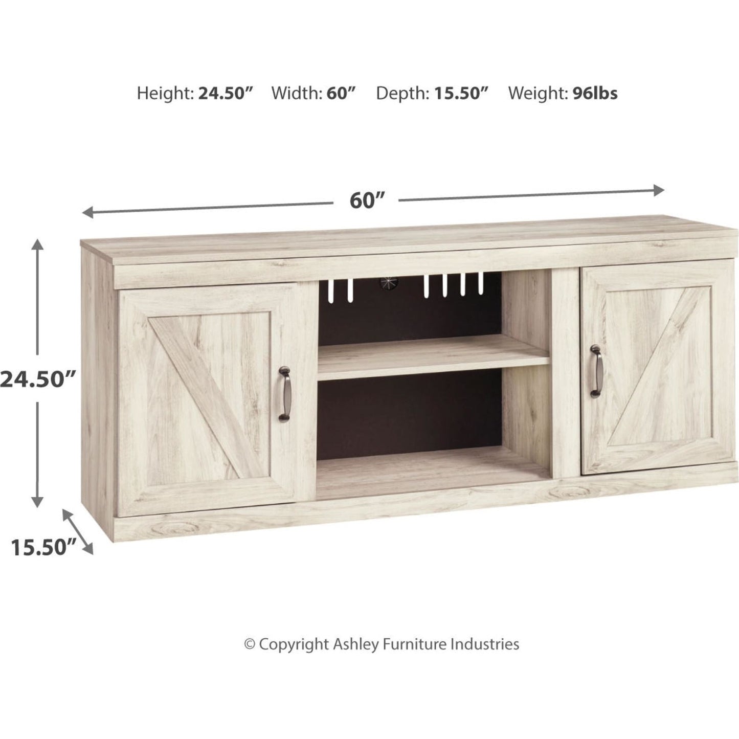 Bellaby Entertainment Unit with Fireplace - Whitewash