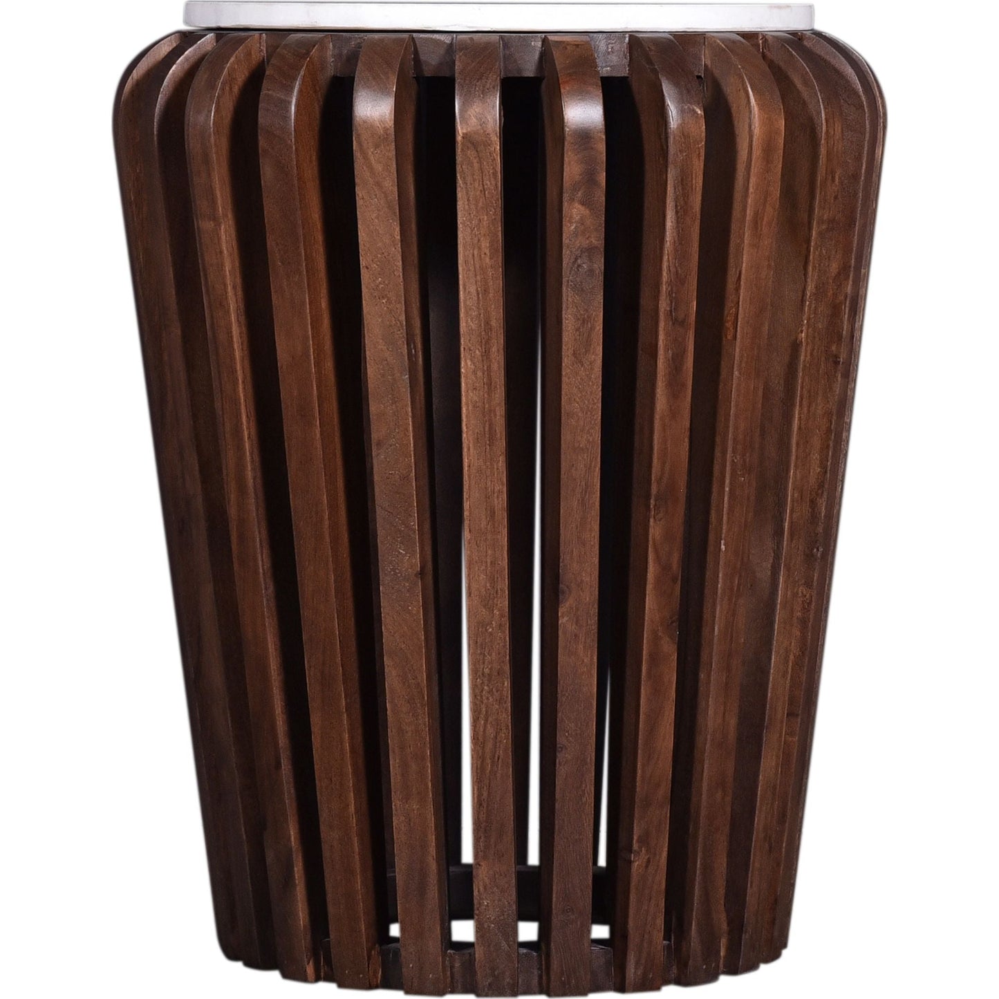 Alisha End Table - White Marble/Brown