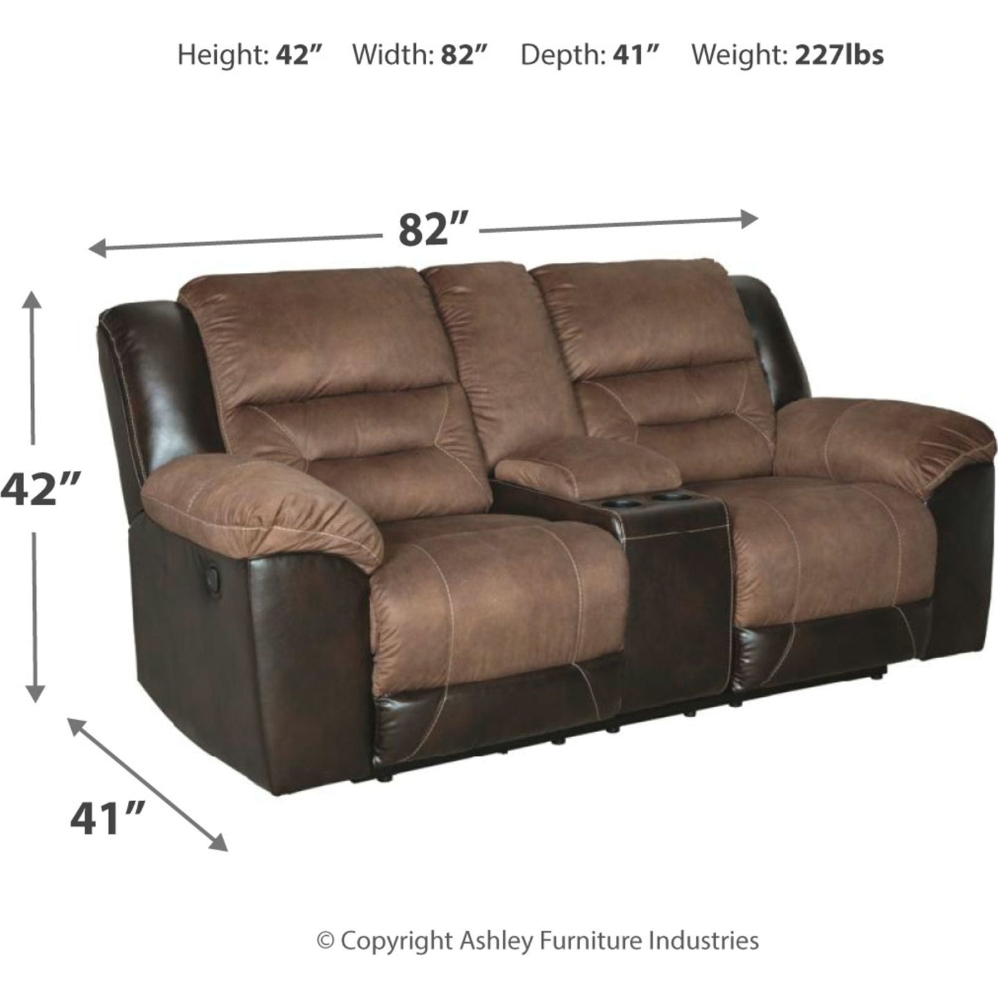 Earhart Reclining Loveseat with Console - Chestnut