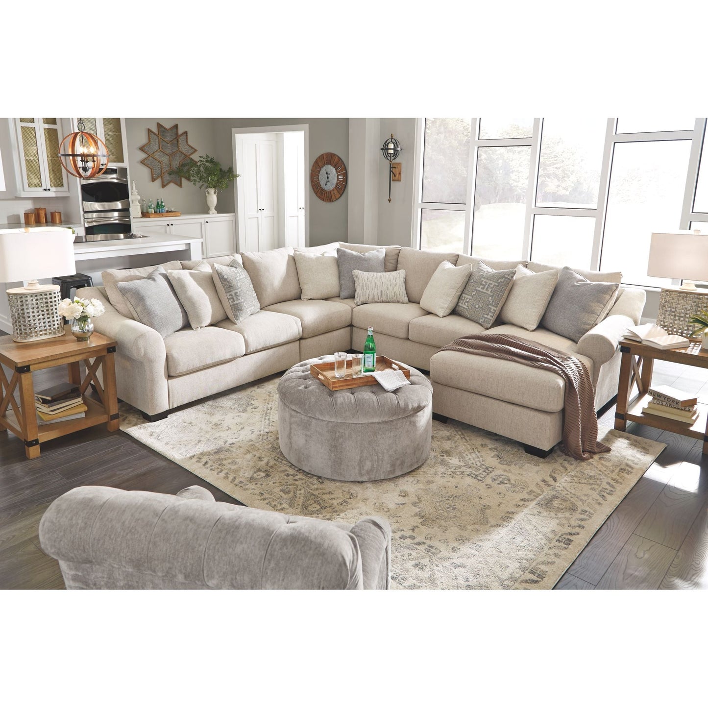 Carnaby Oversized Accent Ottoman - Linen