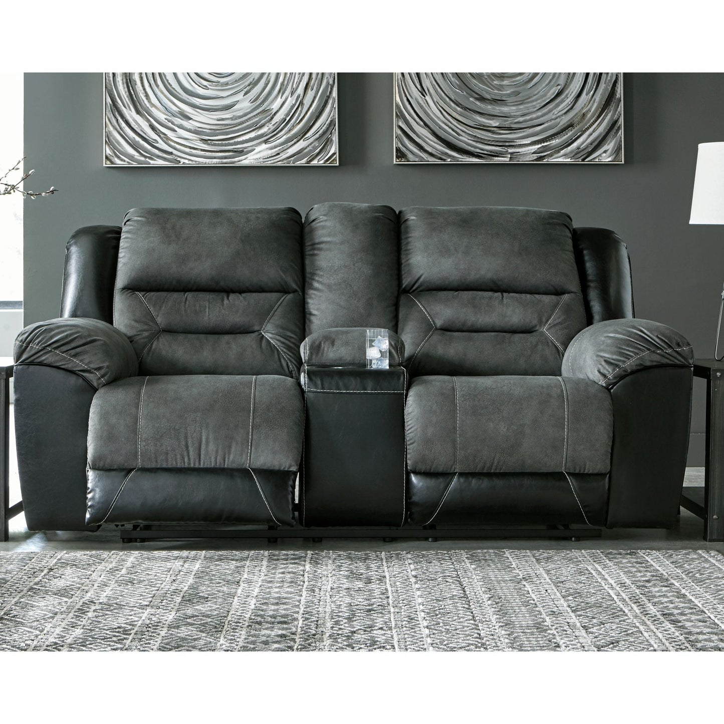 Earhart Reclining Loveseat with Console - Slate