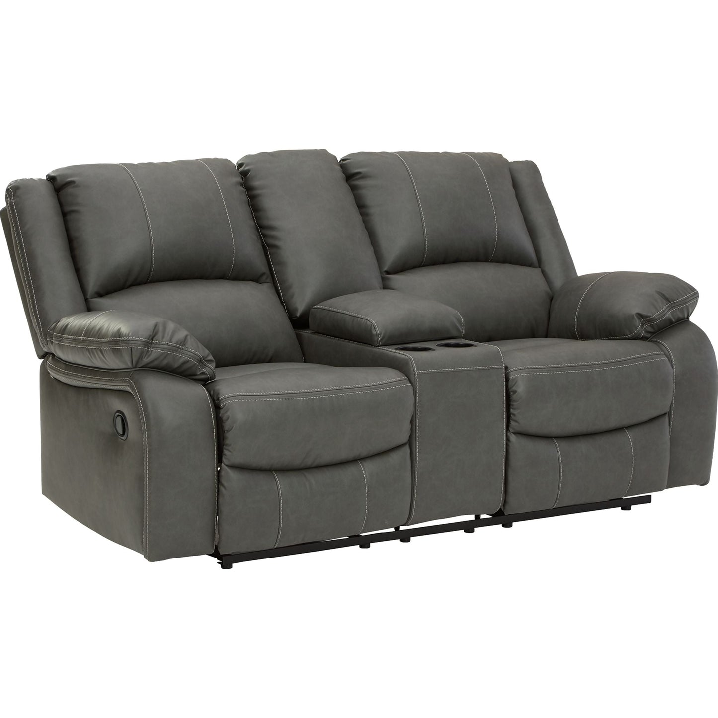 Calderwell Reclining Loveseat with Console - Gray