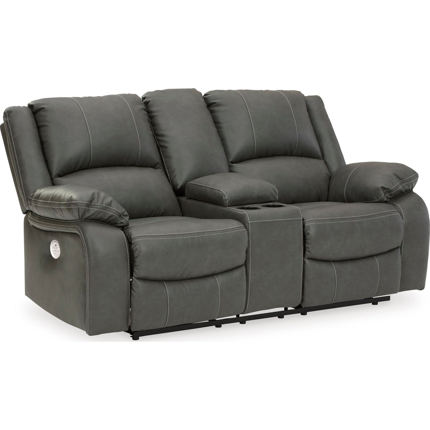 Calderwell Power Reclining Loveseat with Console - Gray
