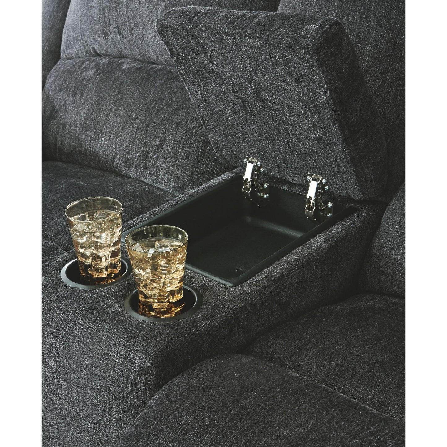 Draycoll Reclining Loveseat with Console - Slate