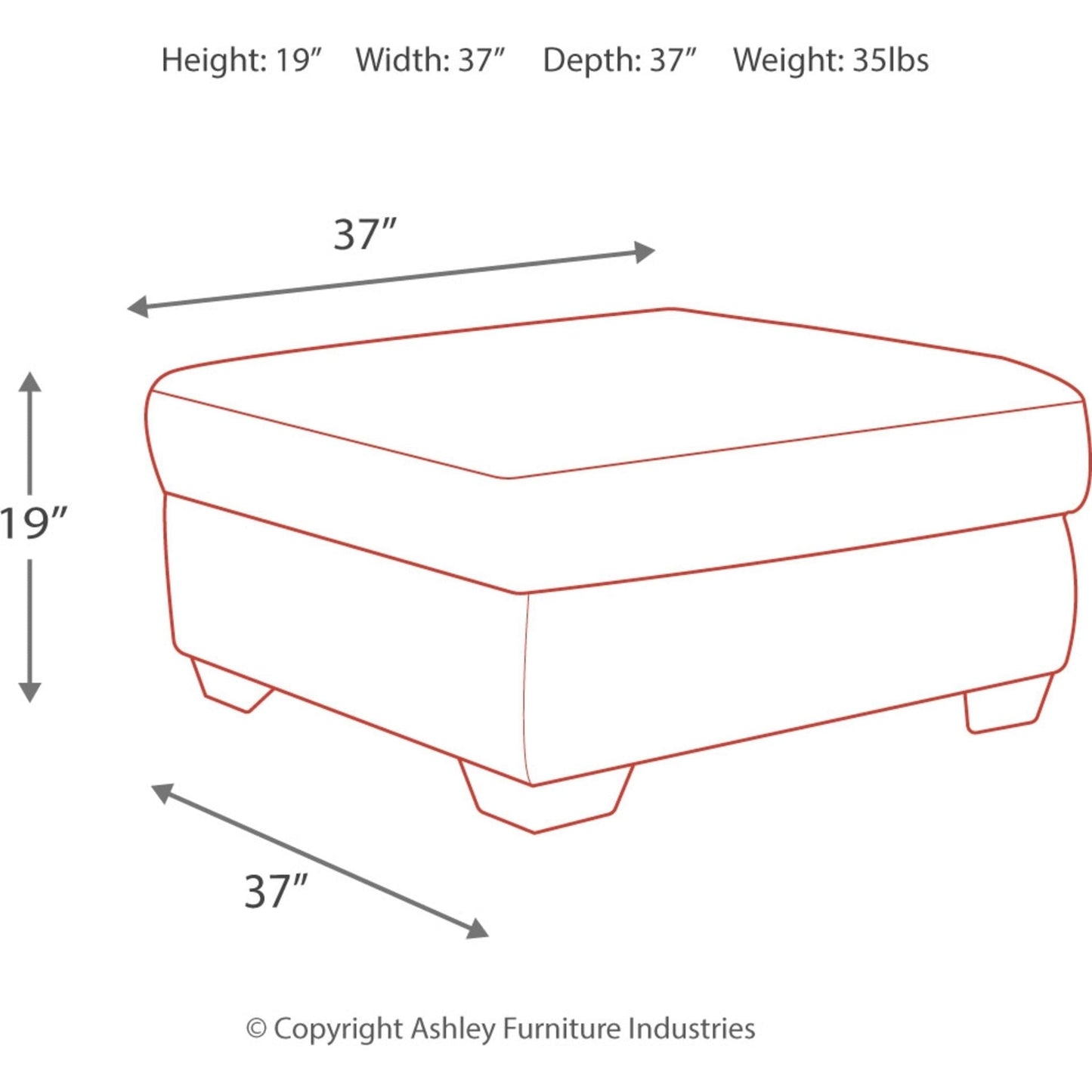 Accrington Oversized Accent Ottoman - Granite