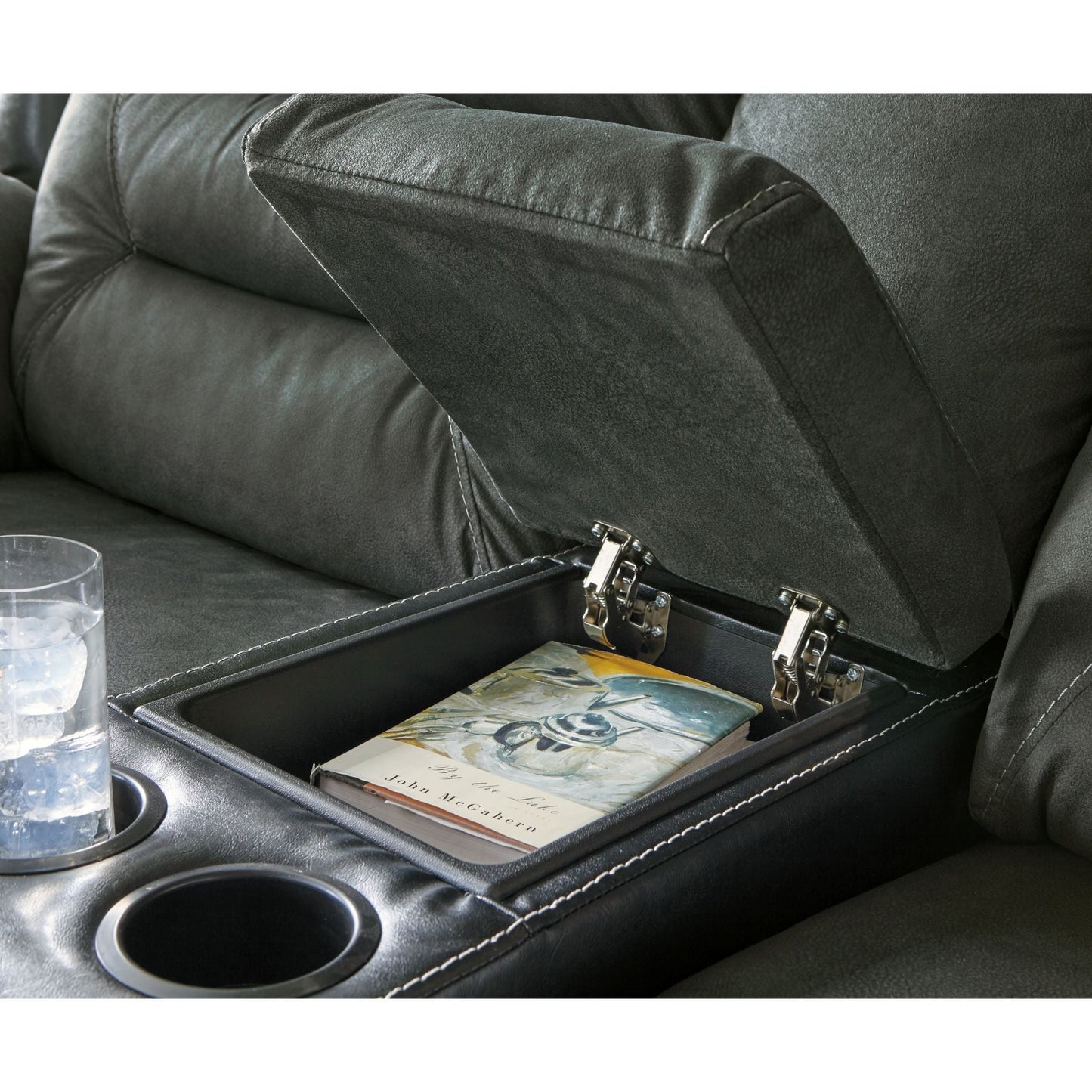 Earhart Reclining Loveseat with Console - Slate