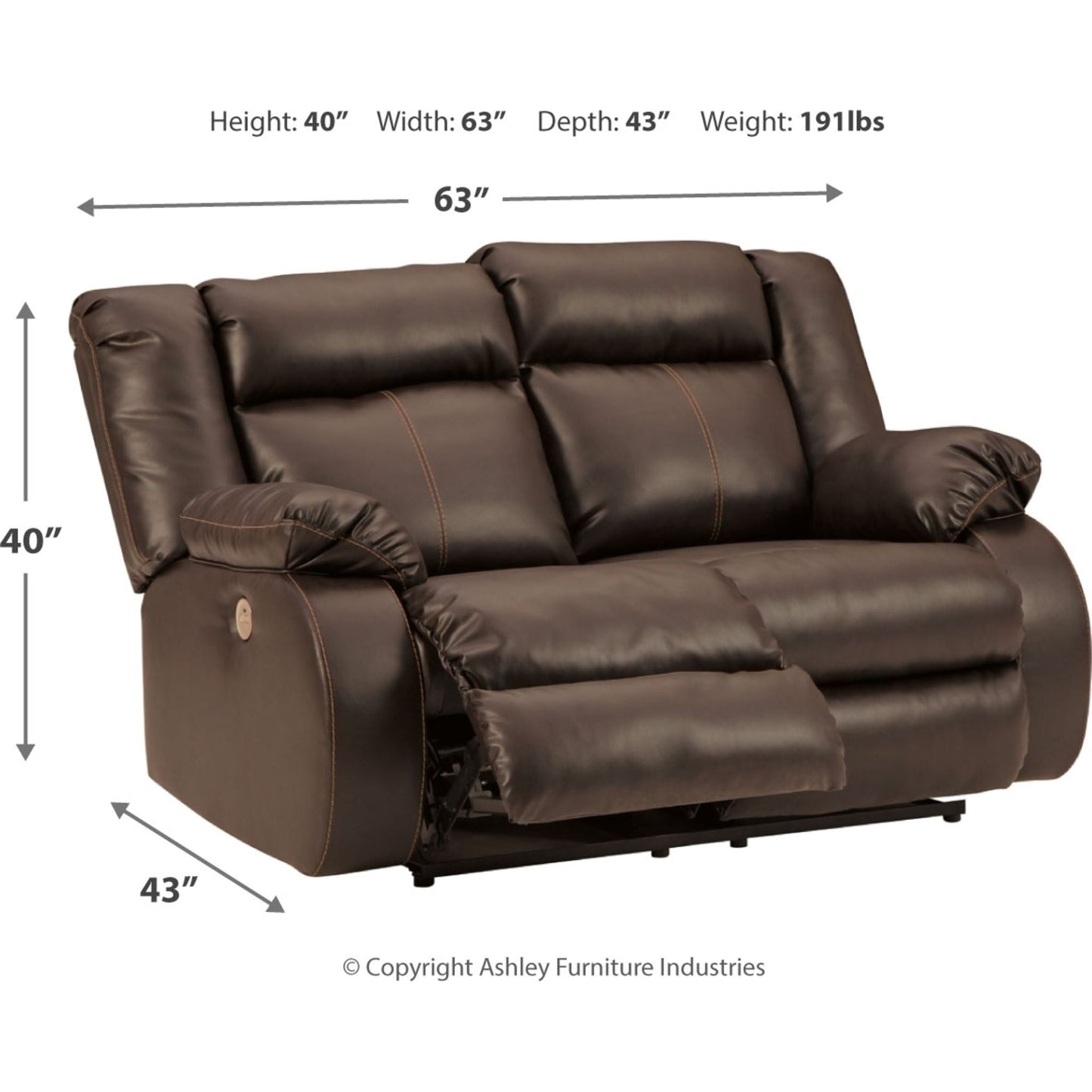 Denoron Power Reclining Loveseat - Chocolate