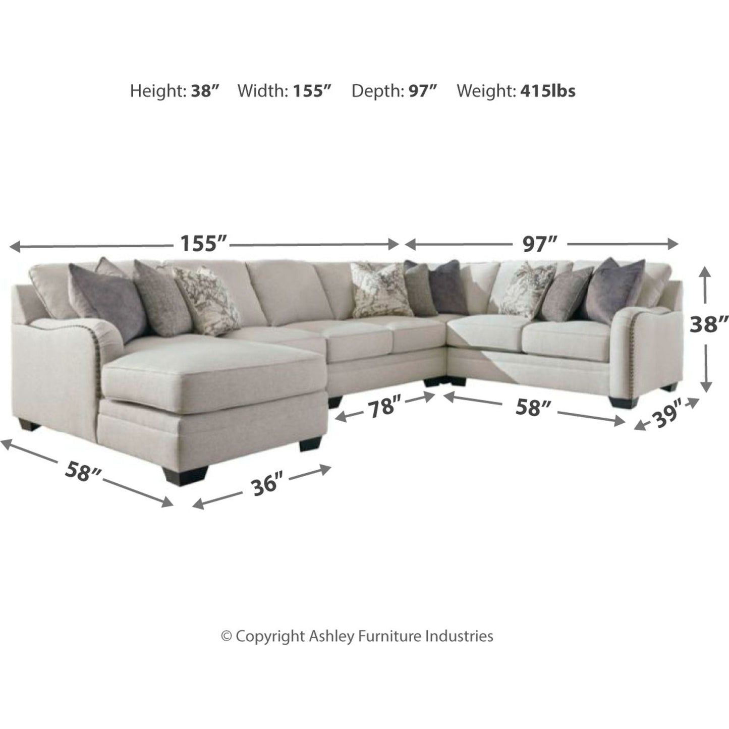 Dellara 5 Piece Sectional with Chaise