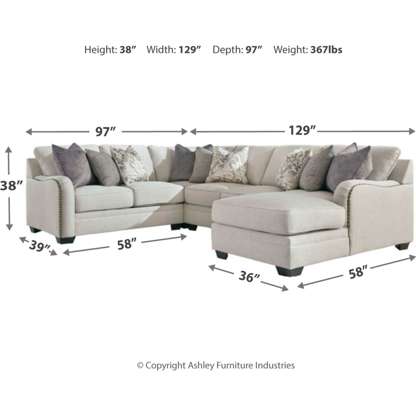 Dellara 4 Piece Sectional with Chaise