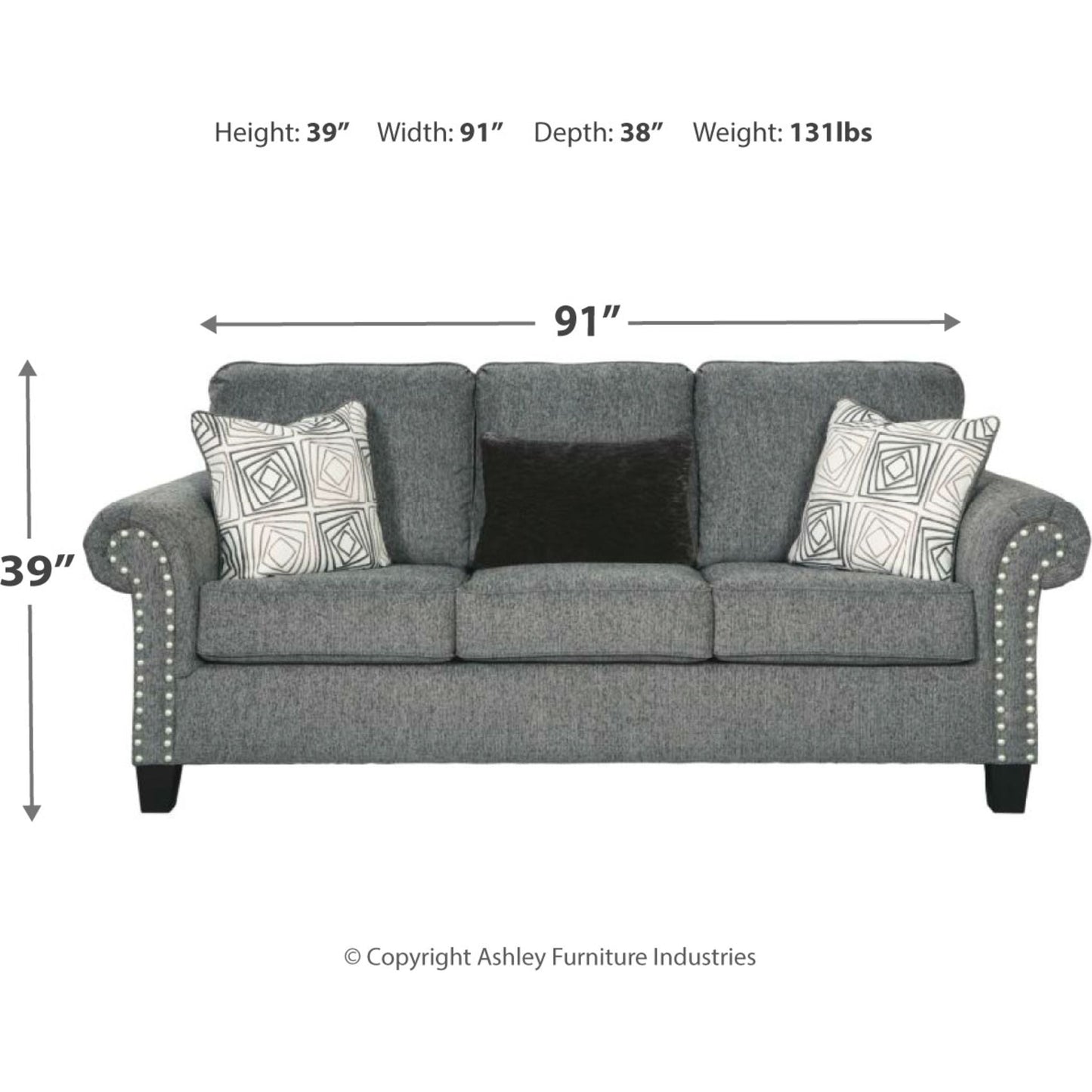 Agleno Sofa - Charcoal