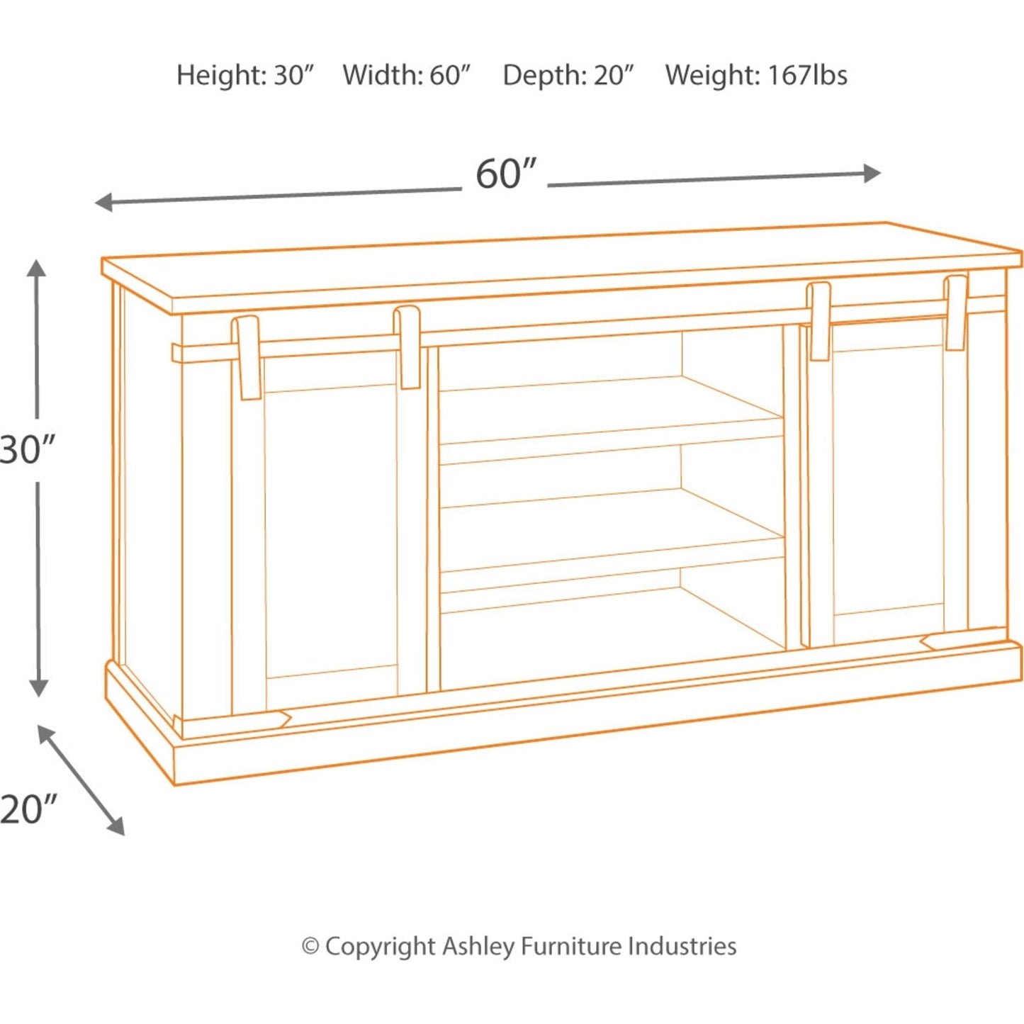 Budmore TV Stand - Rustic Brown