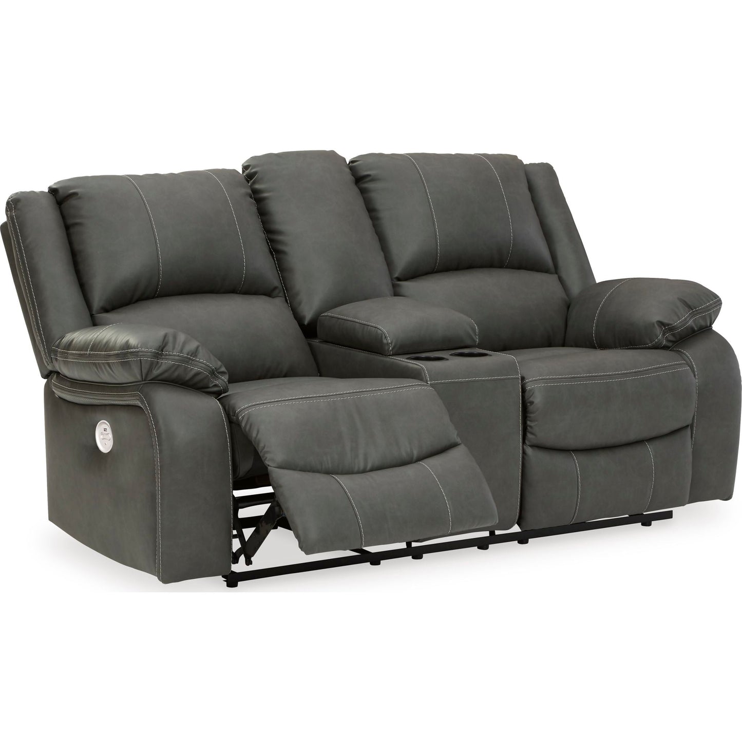 Calderwell Power Reclining Loveseat with Console - Gray