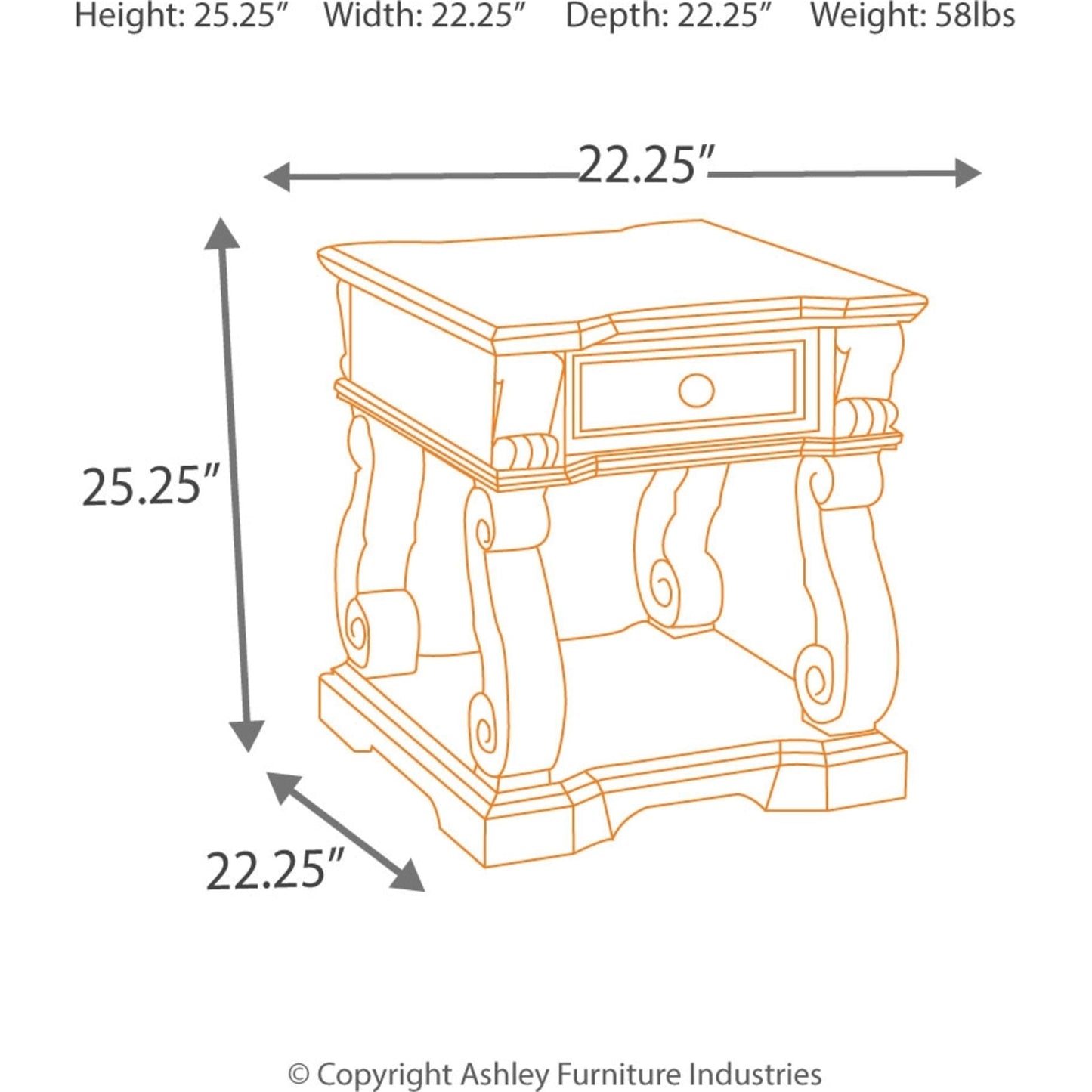 Alymere End Table - Rustic Brown