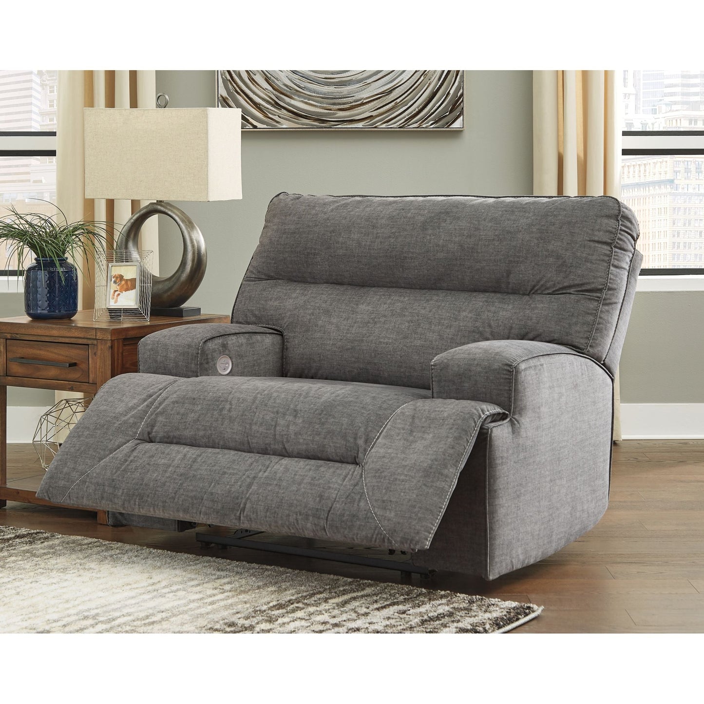 Coombs Wide Seat Power Recliner - Charcoal