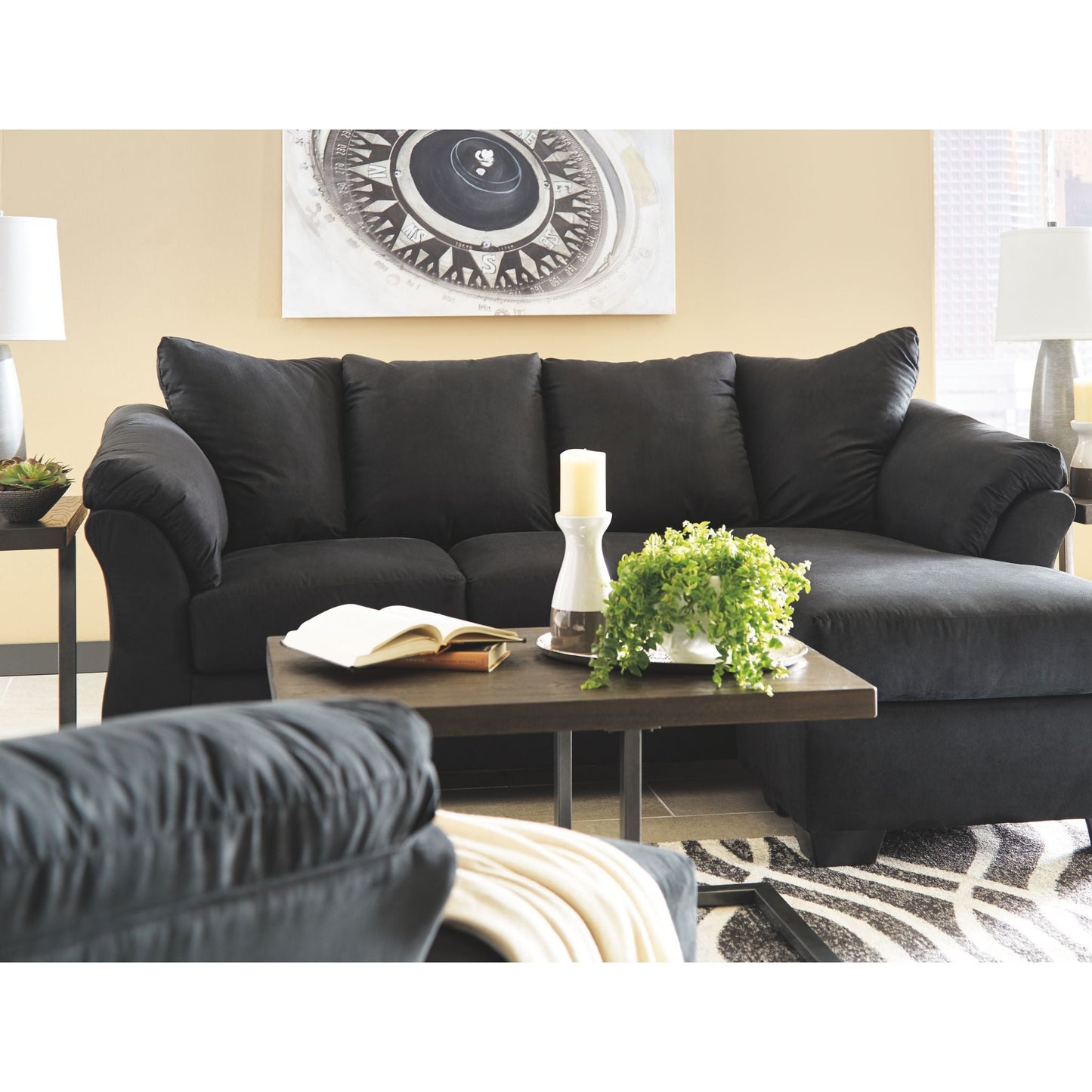 Darcy Sofa Chaise - Black