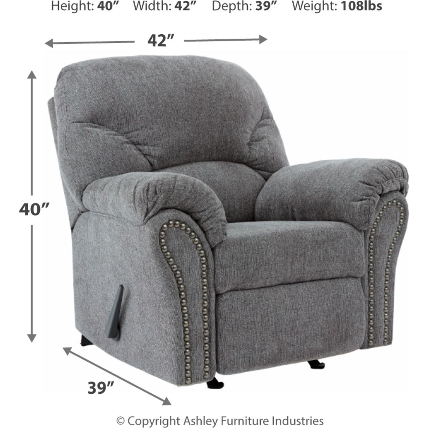 Allmaxx Rocker Recliner - Pewter