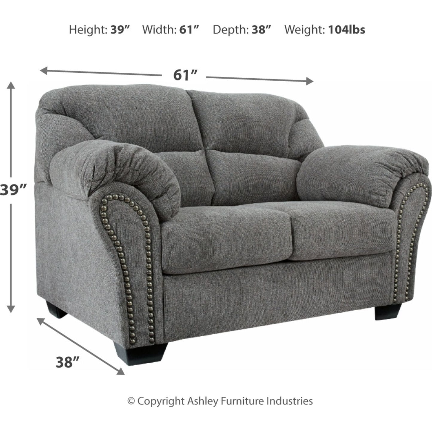 Allmaxx Loveseat - Pewter