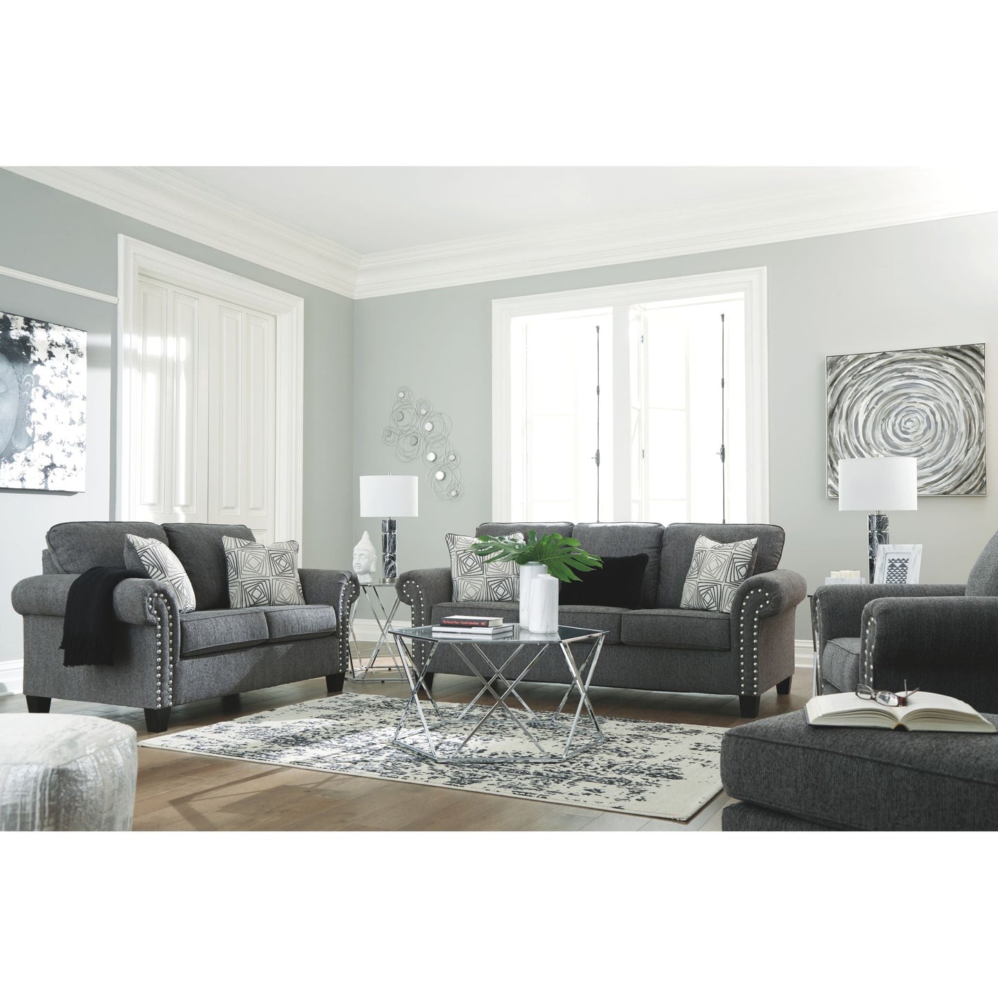 Agleno Ottoman - Charcoal
