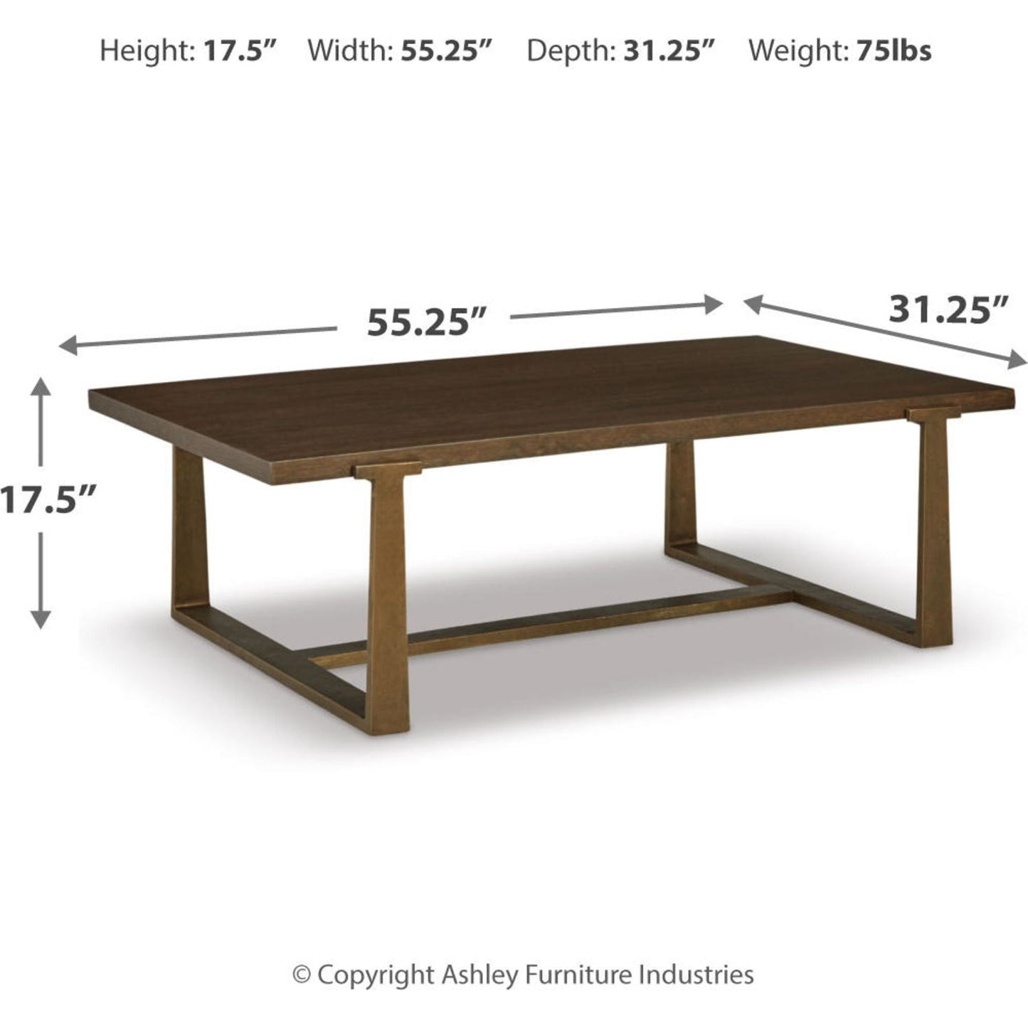 Balintmore Coffee Table - Brown/Gold Finish