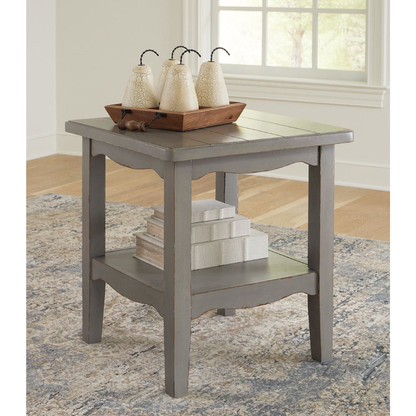 Charina End Table - Antique Gray