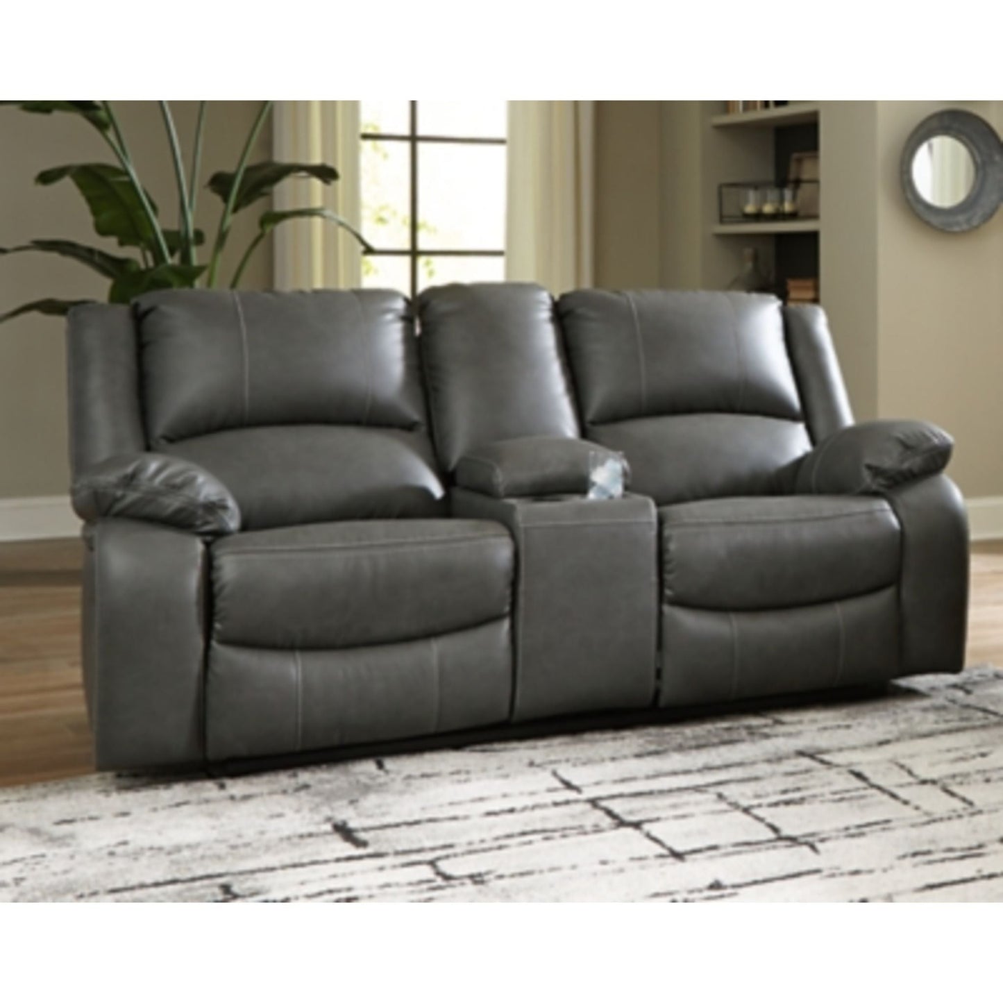 Calderwell Power Reclining Loveseat with Console - Gray