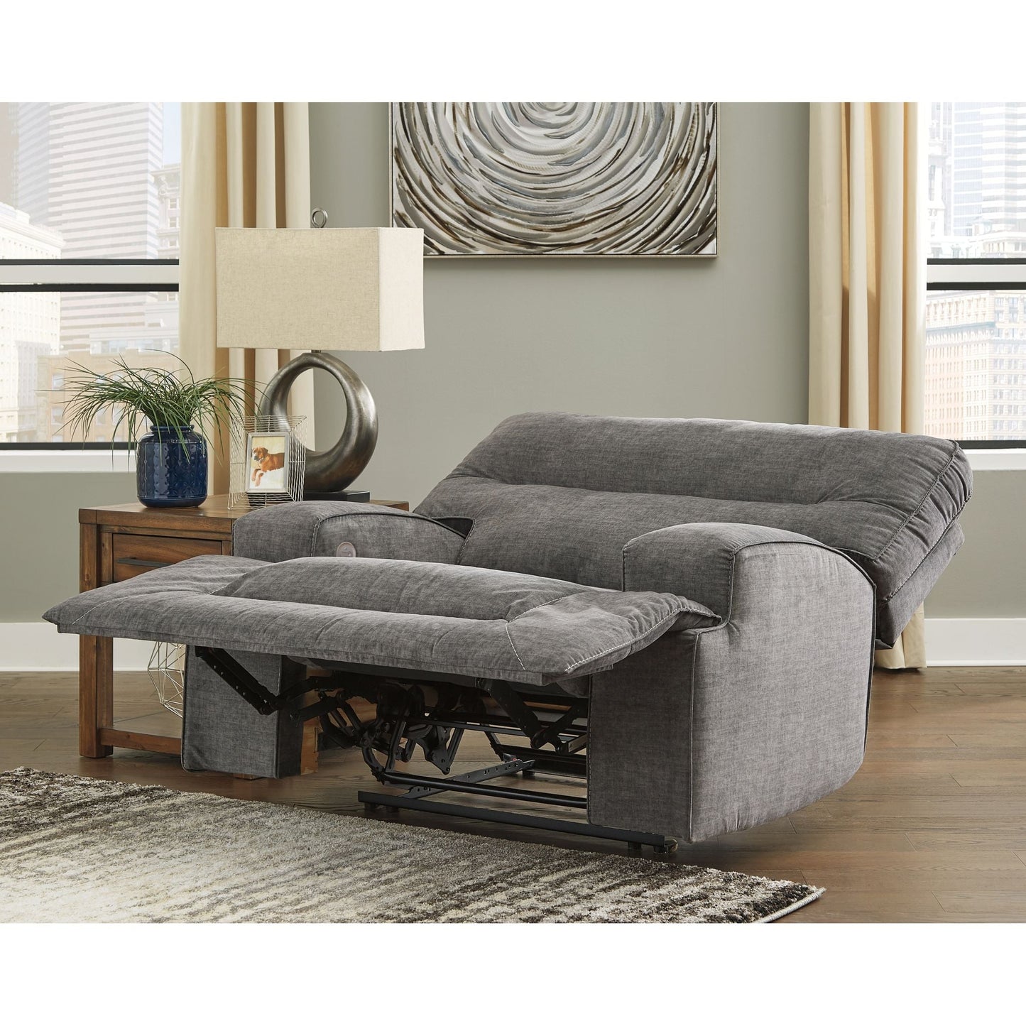 Coombs Wide Seat Power Recliner - Charcoal