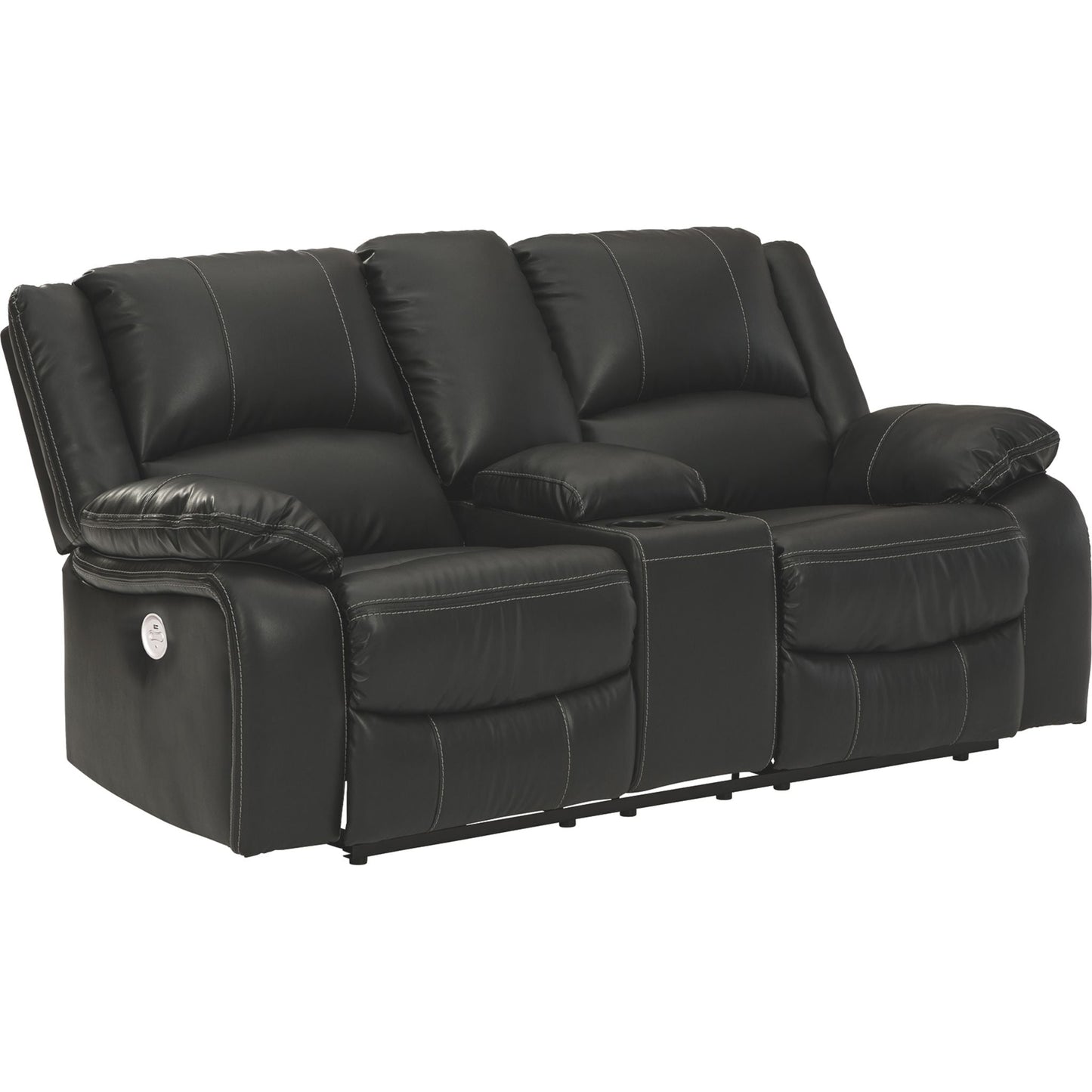 Calderwell Power Reclining Loveseat with Console - Black