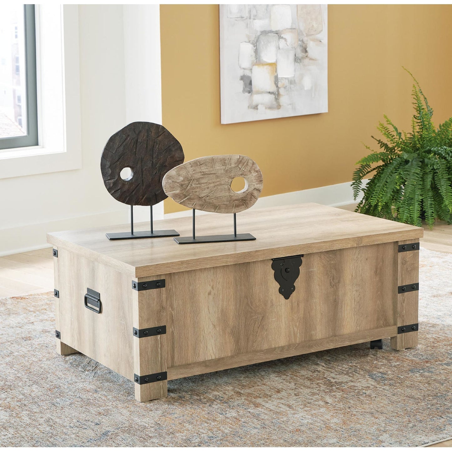 Calaboro Rectangle Lift Cocktail Table - Light Brown