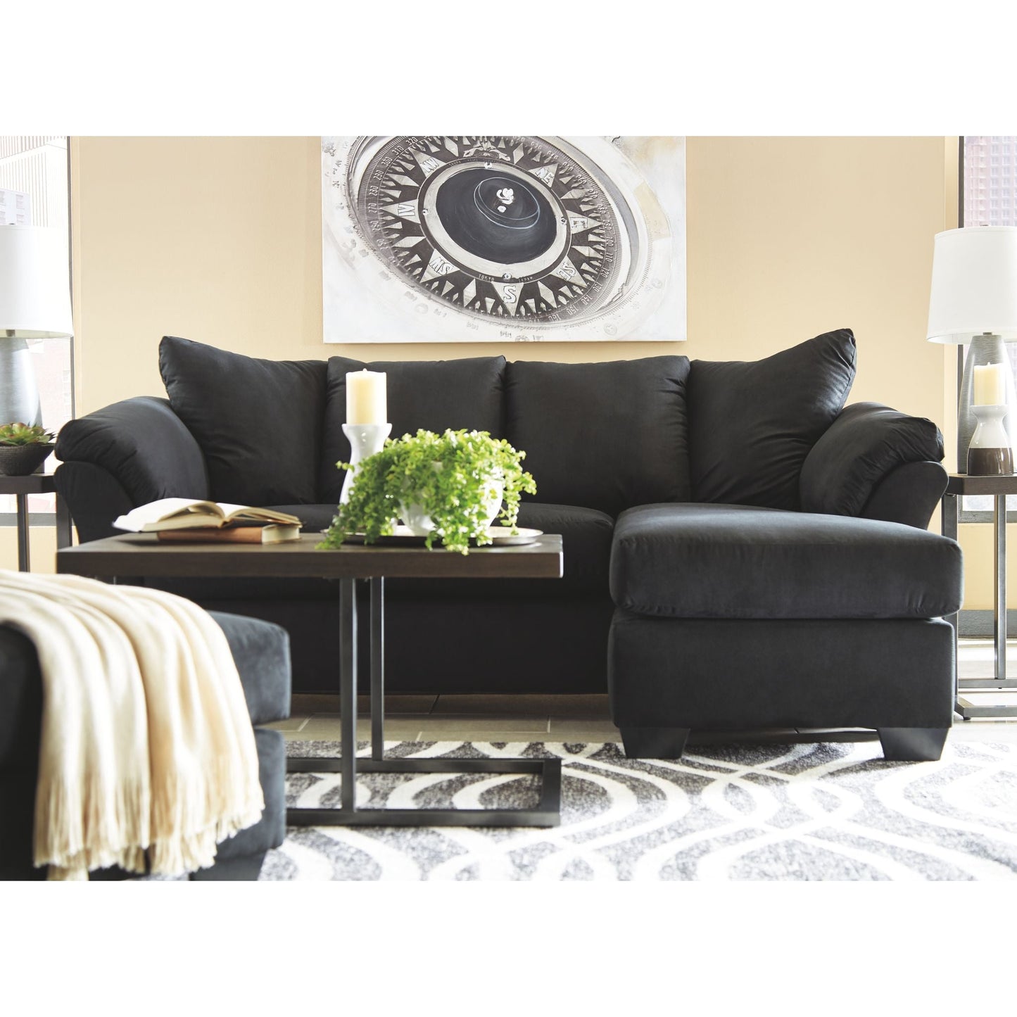 Darcy Sofa Chaise - Black